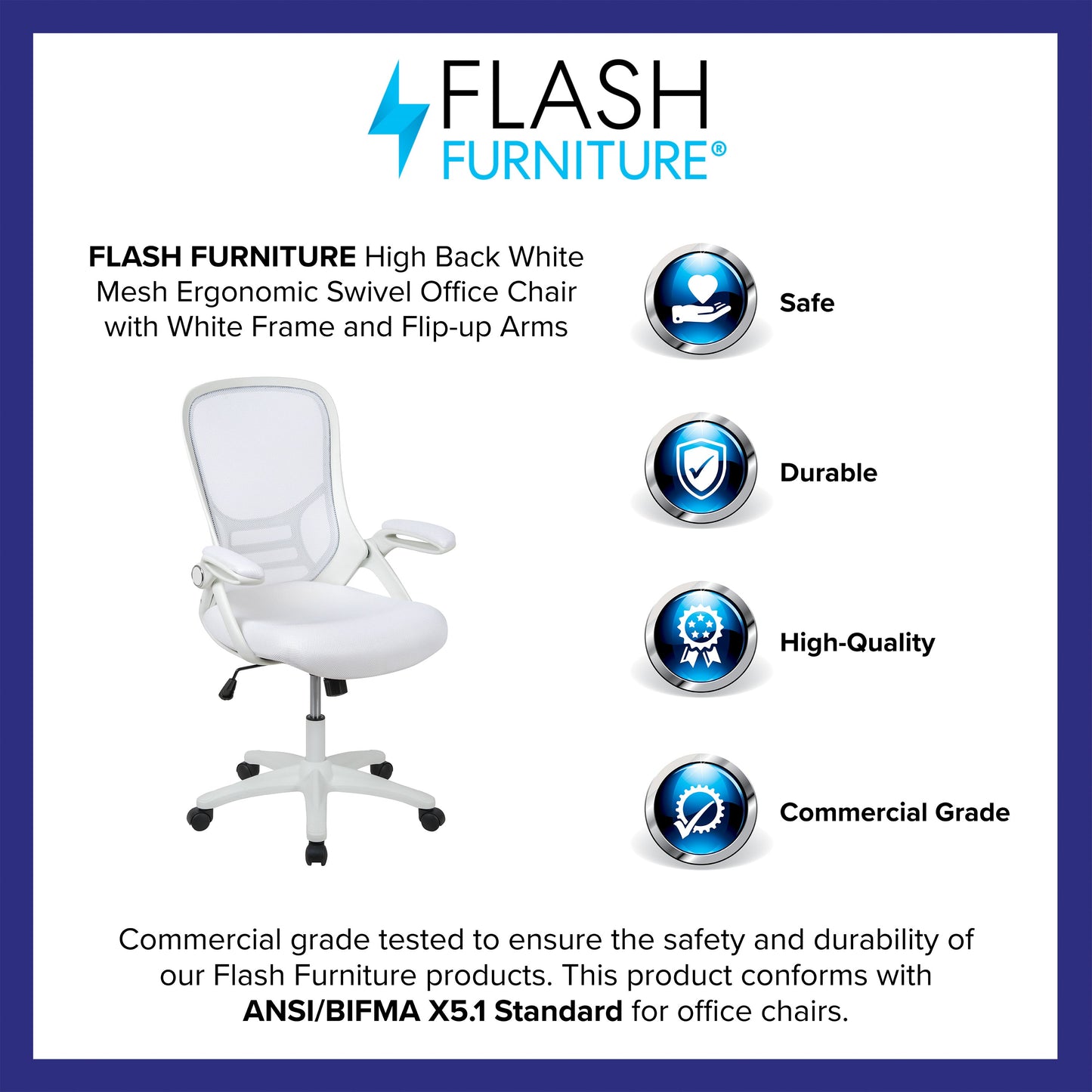 White Mesh/Frame Office Chair HL-0016-1-WH-WH-GG