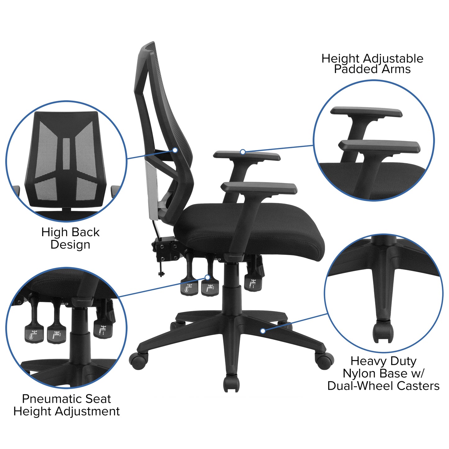 Black High Back Task Chair HL-0017-GG