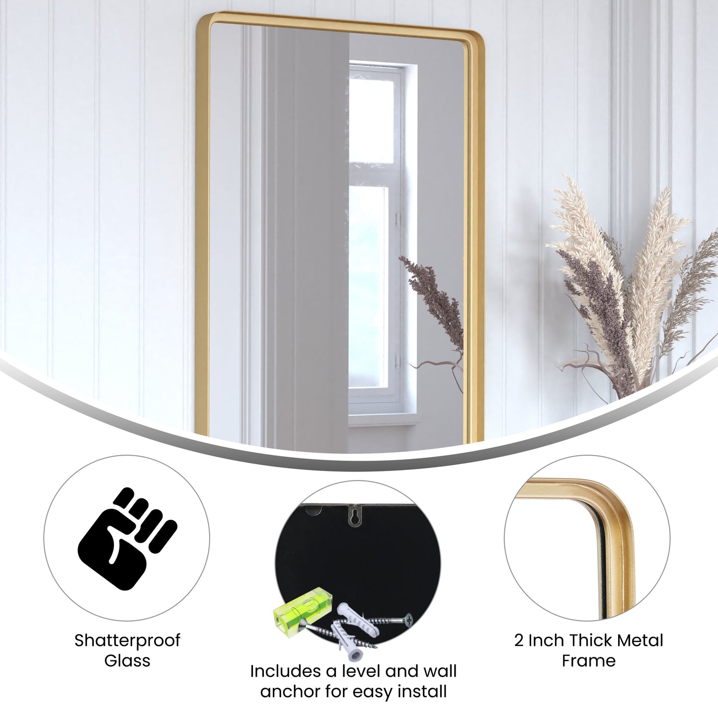 24x36 Gold Deep Frame Mirror HMHD-22M111YB-GLD-GG