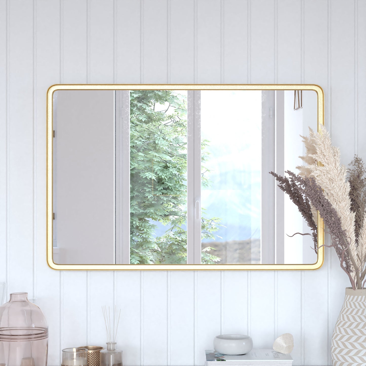 24x36 Gold Deep Frame Mirror HMHD-22M111YB-GLD-GG