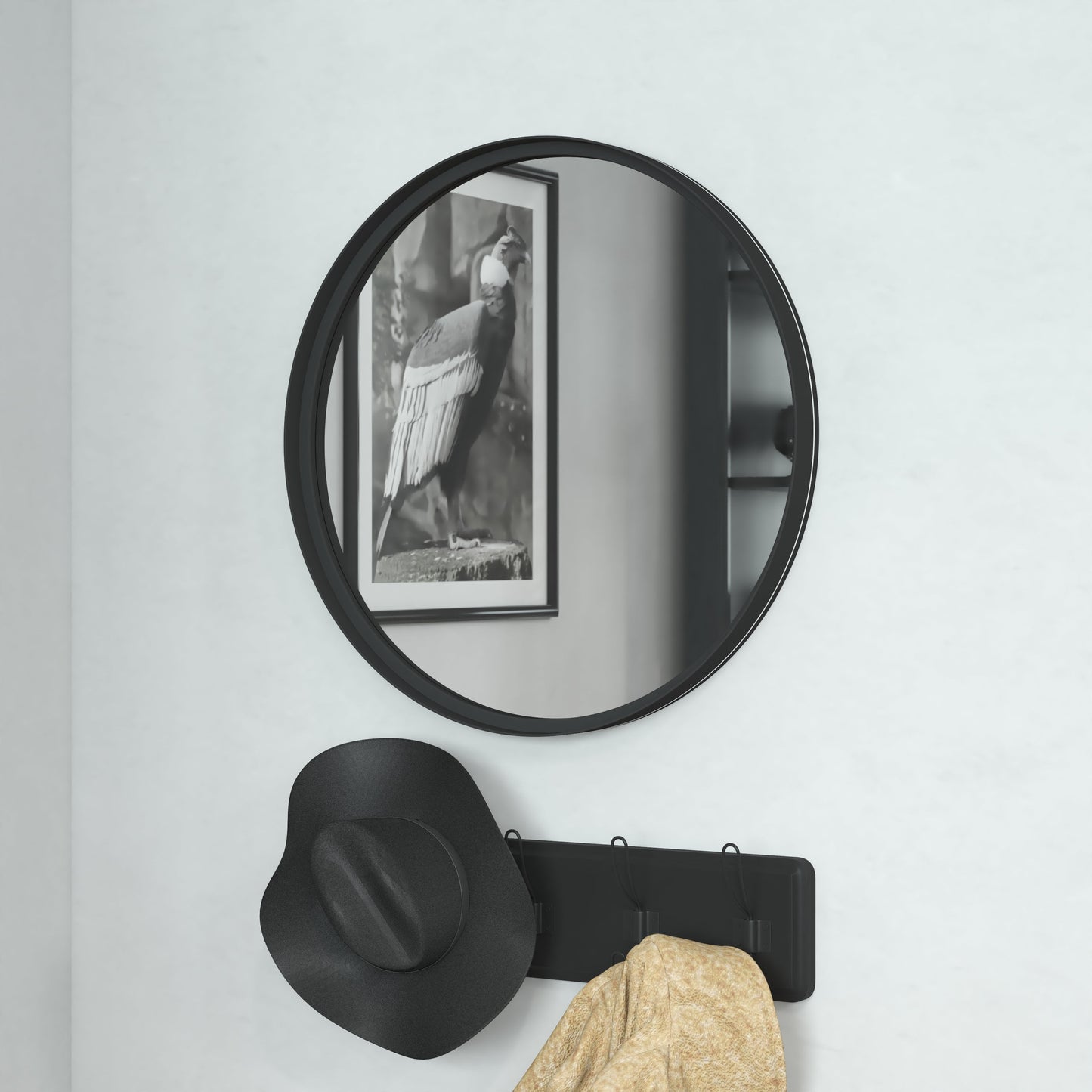 Black 24" Round Wall Mirror HMHD-22M115YA-BLK-GG