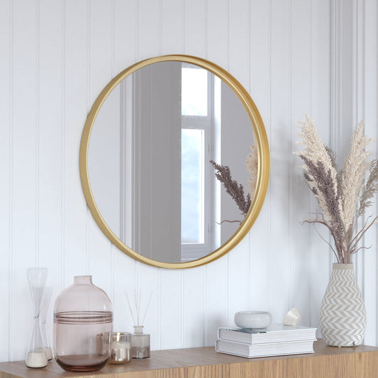 Gold 27.5" Round Wall Mirror HMHD-9M3000GD-GLD-GG