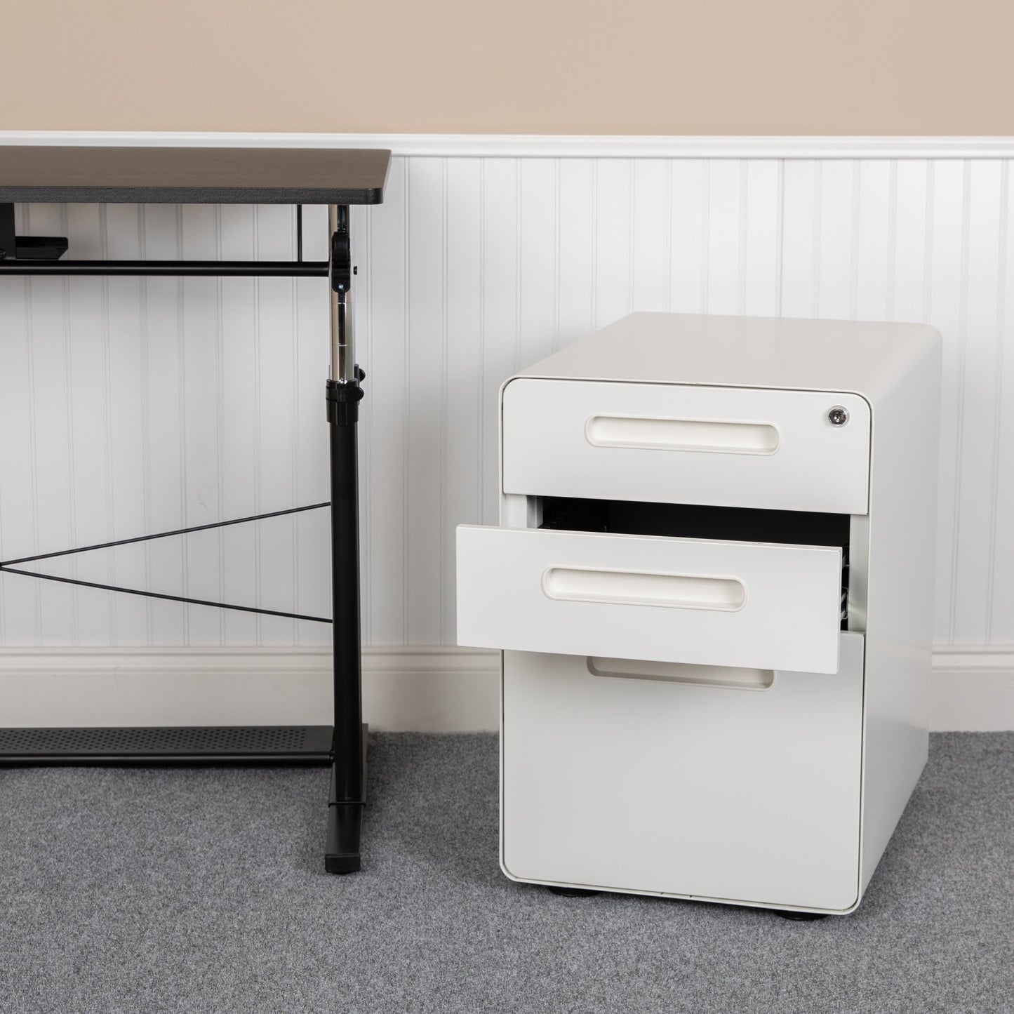 3-Drawer Filing Cabinet-White HZ-AP535-01-W-GG