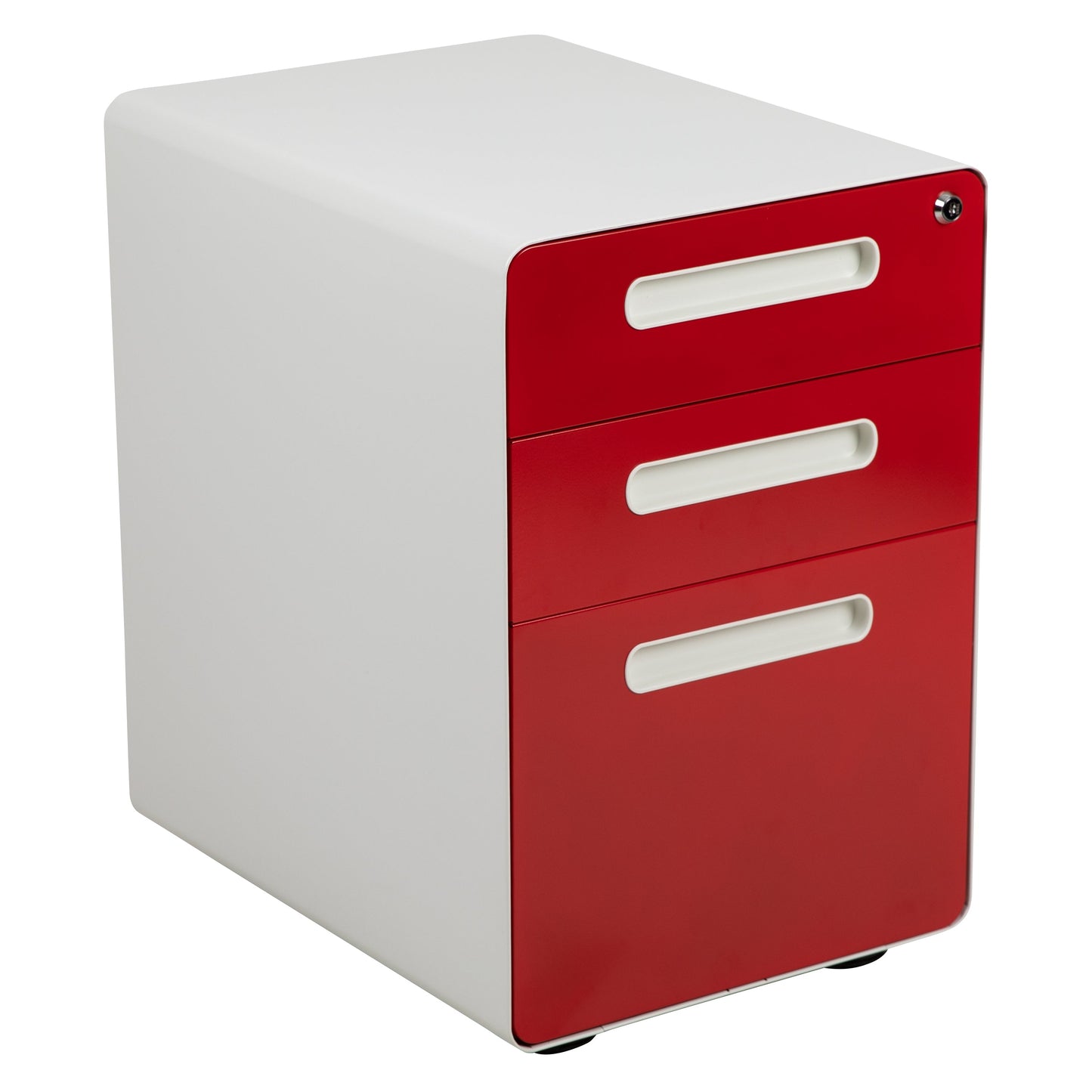 Drawer File Cabinet-White/Red HZ-AP535-02-RED-WH-GG