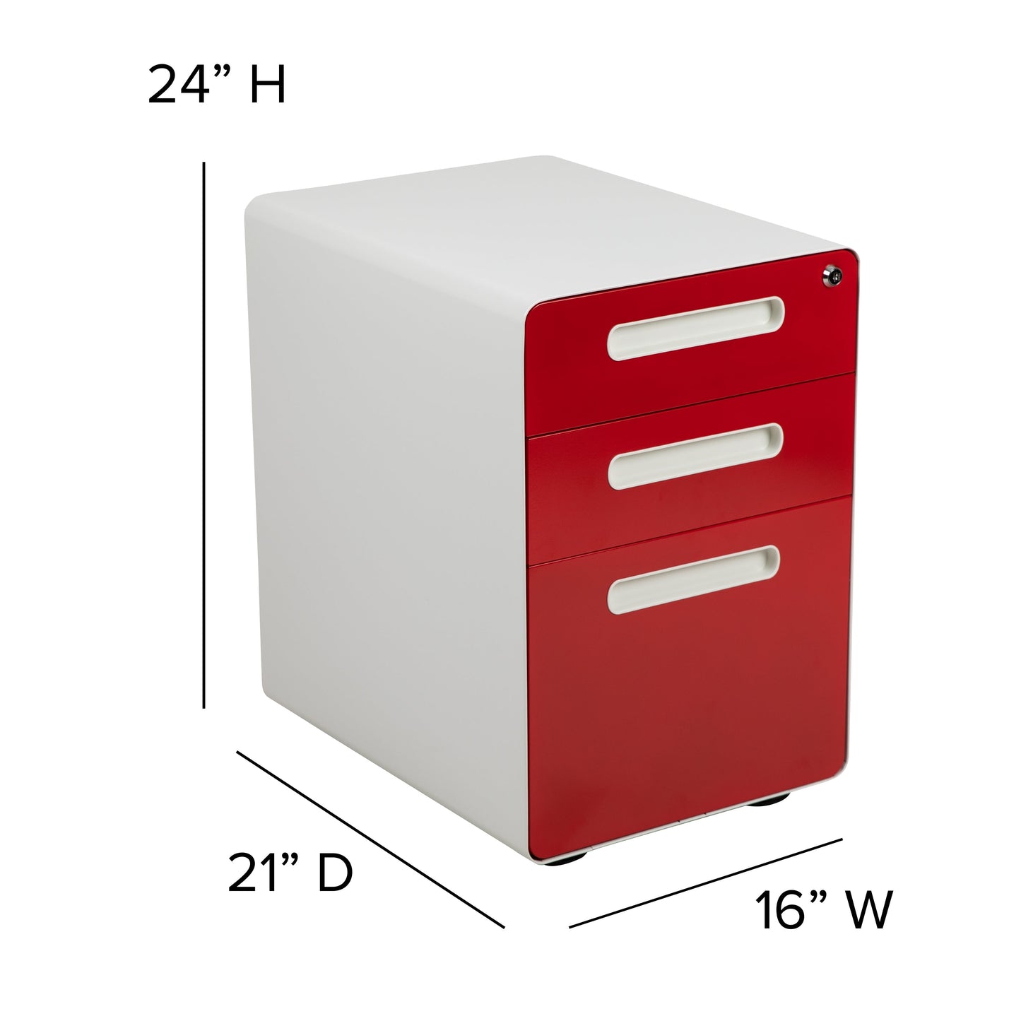 Drawer File Cabinet-White/Red HZ-AP535-02-RED-WH-GG