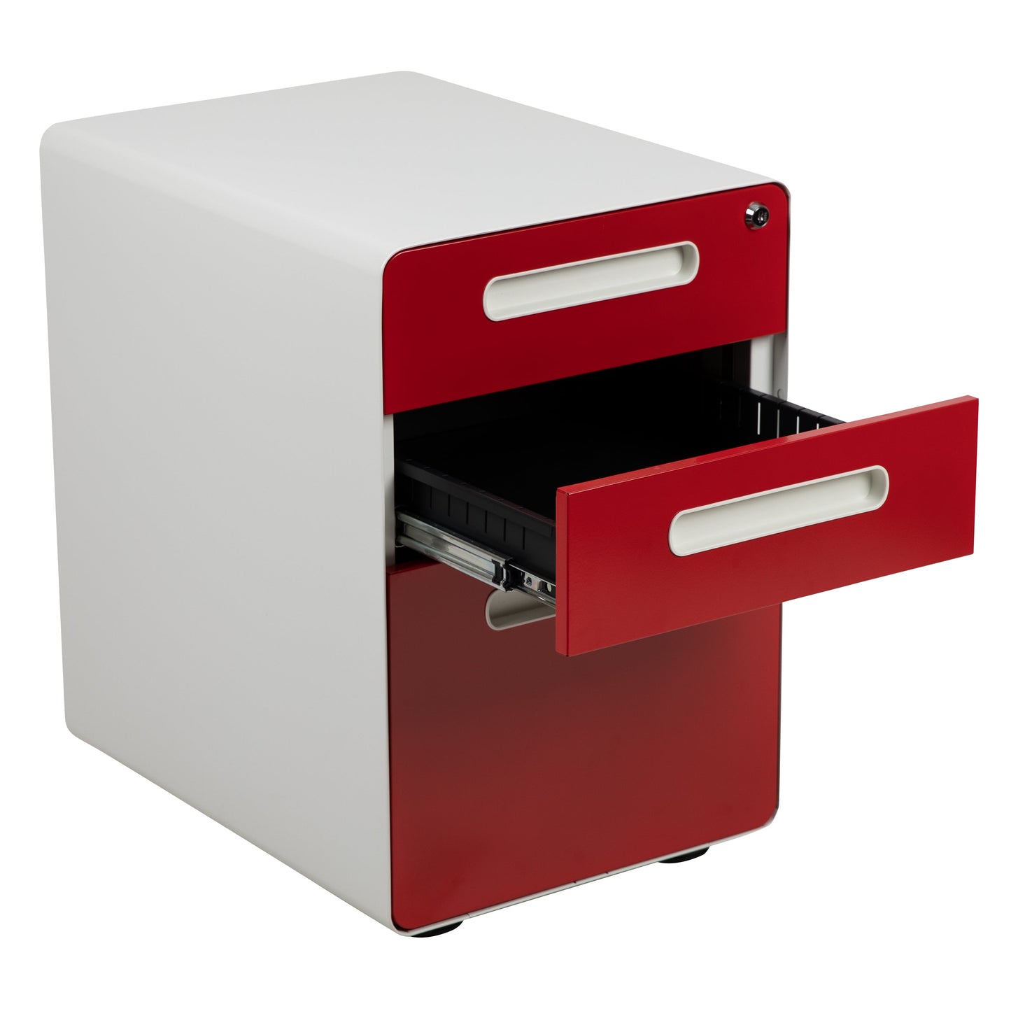 Drawer File Cabinet-White/Red HZ-AP535-02-RED-WH-GG