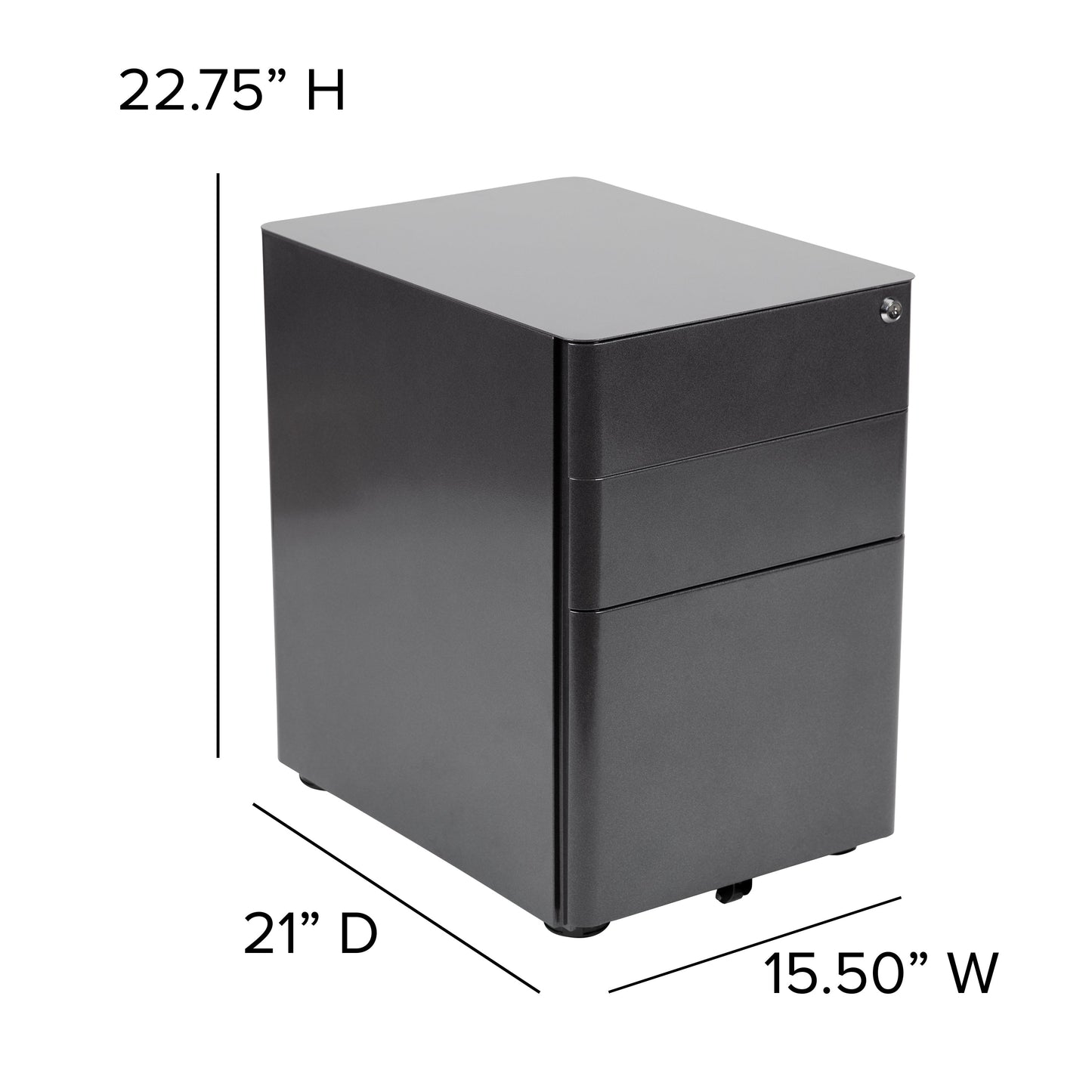 3-Drawer Filing Cabinet-Black HZ-CHPL-01-BK-GG