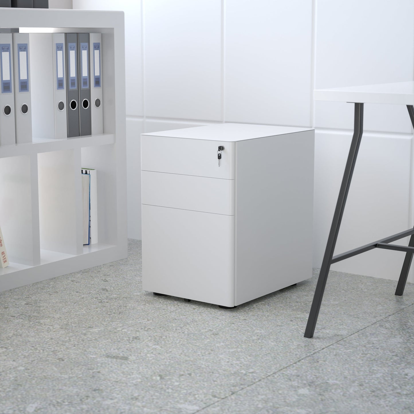 3-Drawer Filing Cabinet-White HZ-CHPL-01-W-GG