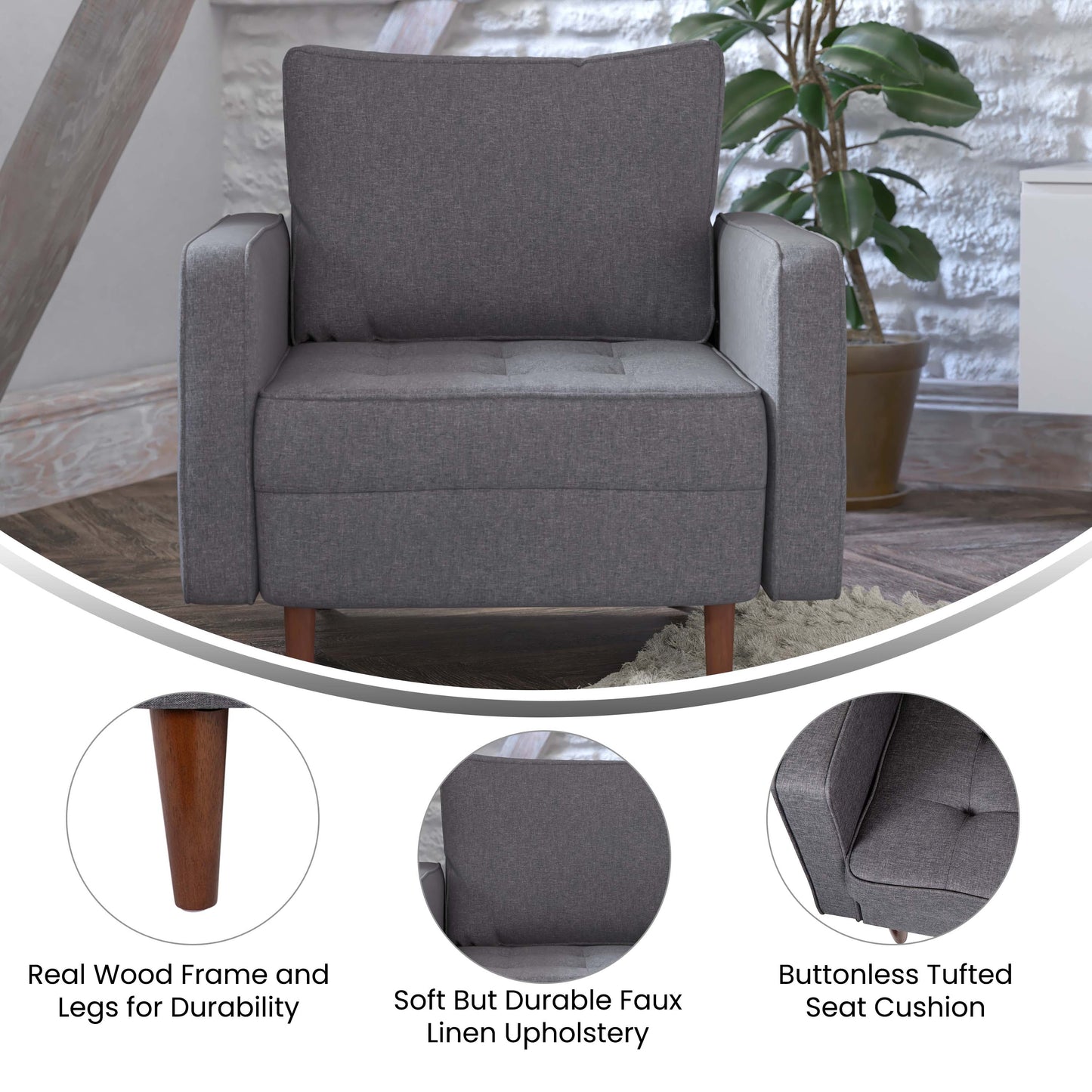 Dark Gray Upholstered Chair IS-PC100-DKGY-GG