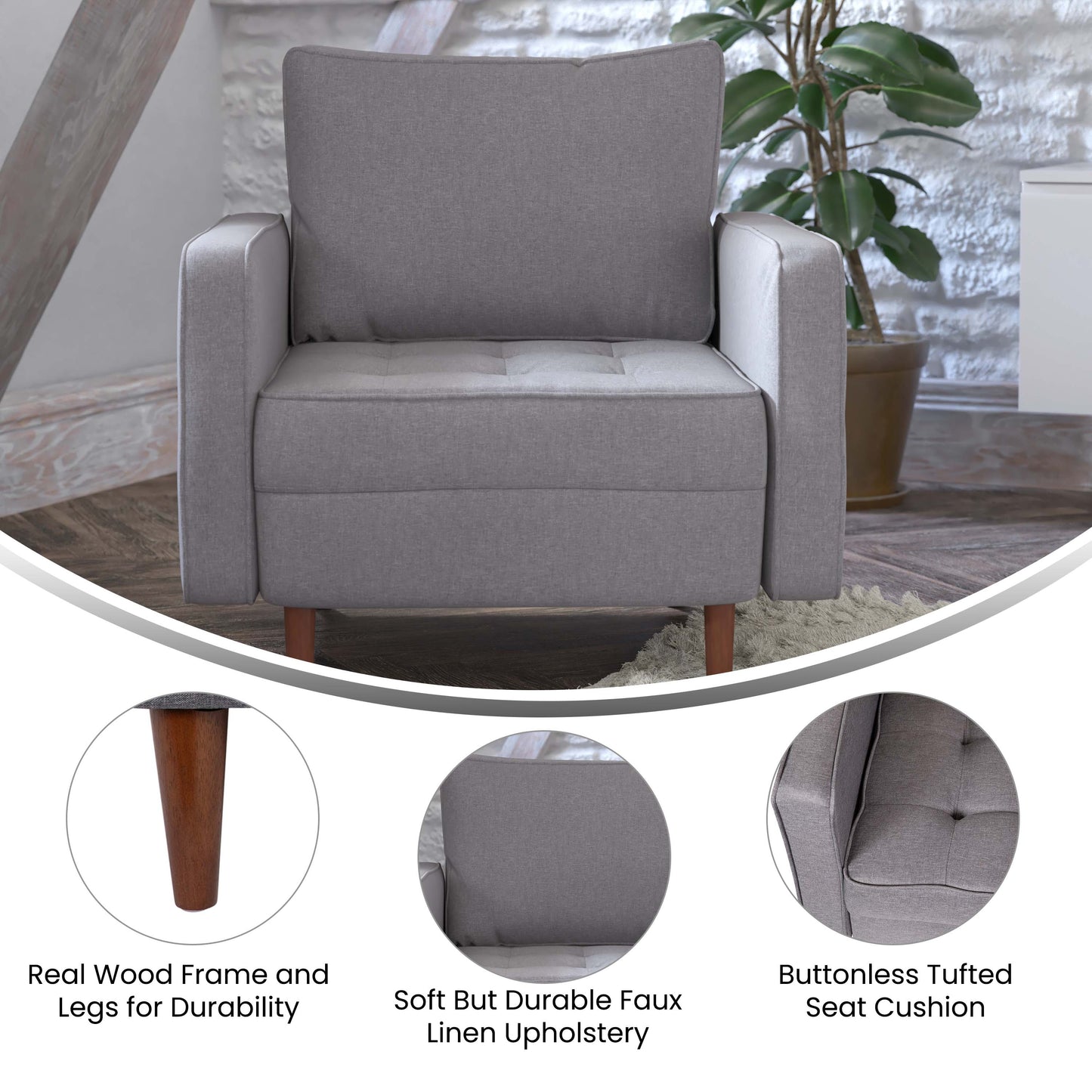 Slate Gray Upholstered Chair IS-PC100-GY-GG