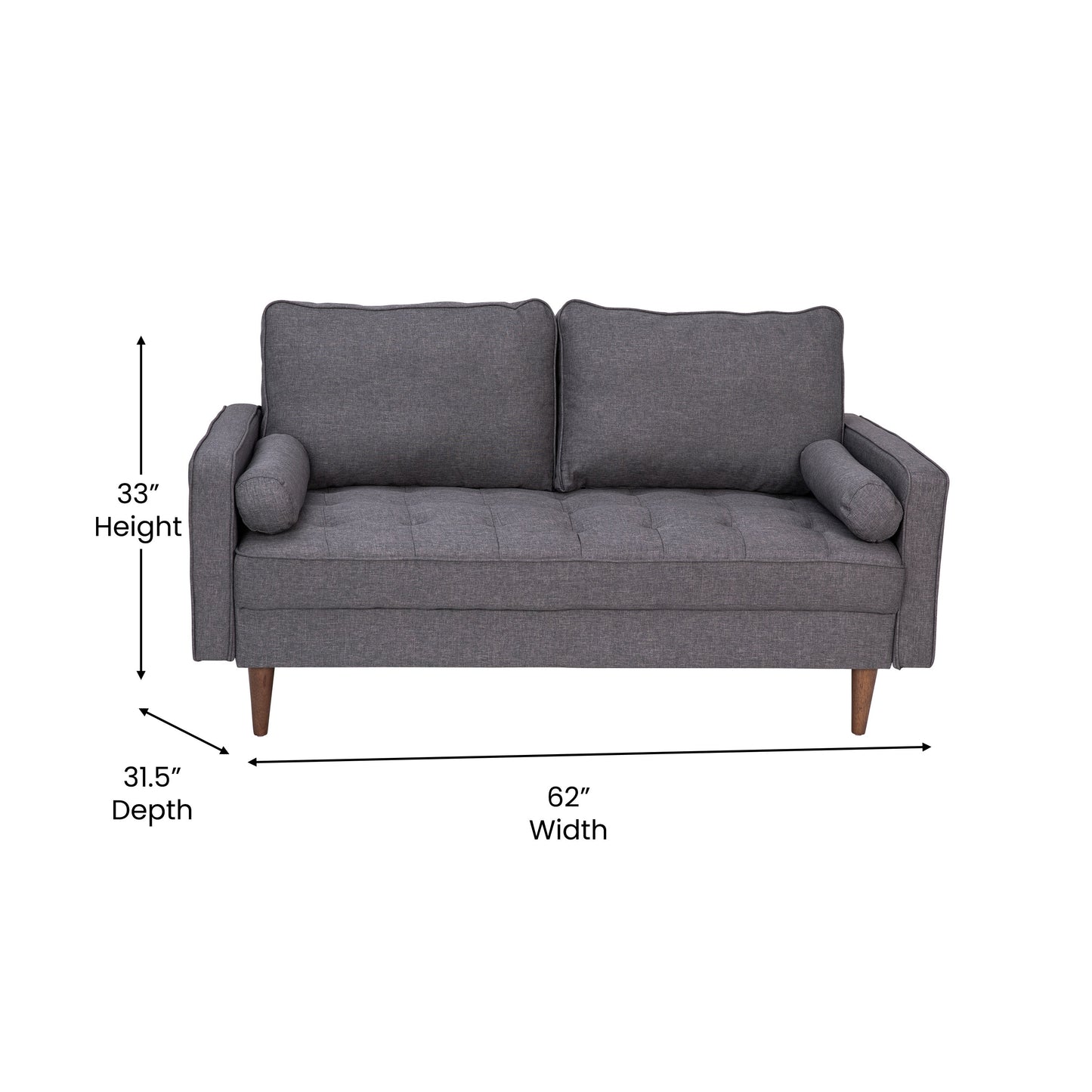 Dark Gray Upholstered Loveseat IS-PL100-DKGY-GG