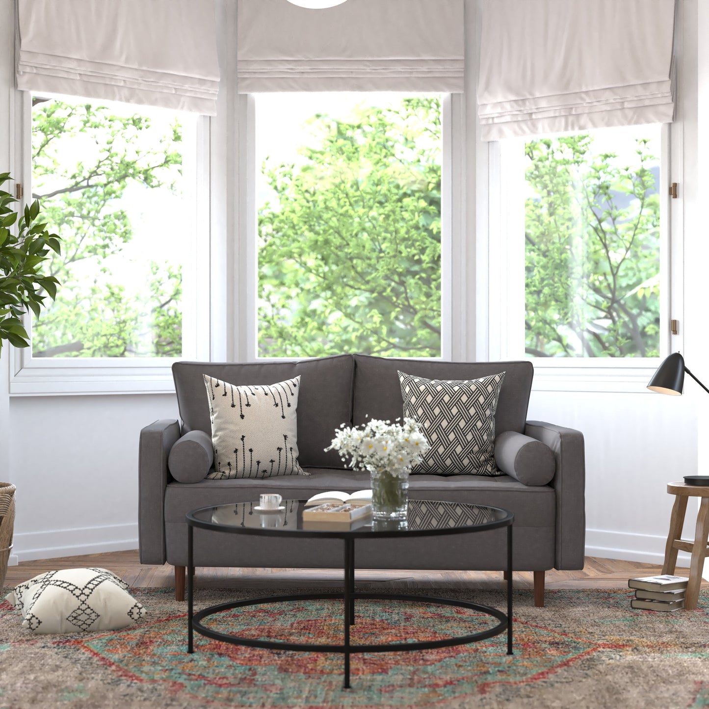 Dark Gray Upholstered Loveseat IS-PL100-DKGY-GG