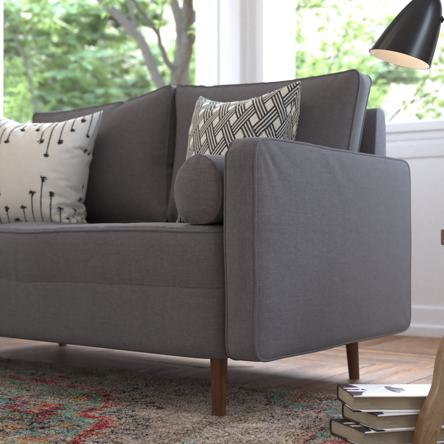 Dark Gray Upholstered Loveseat IS-PL100-DKGY-GG