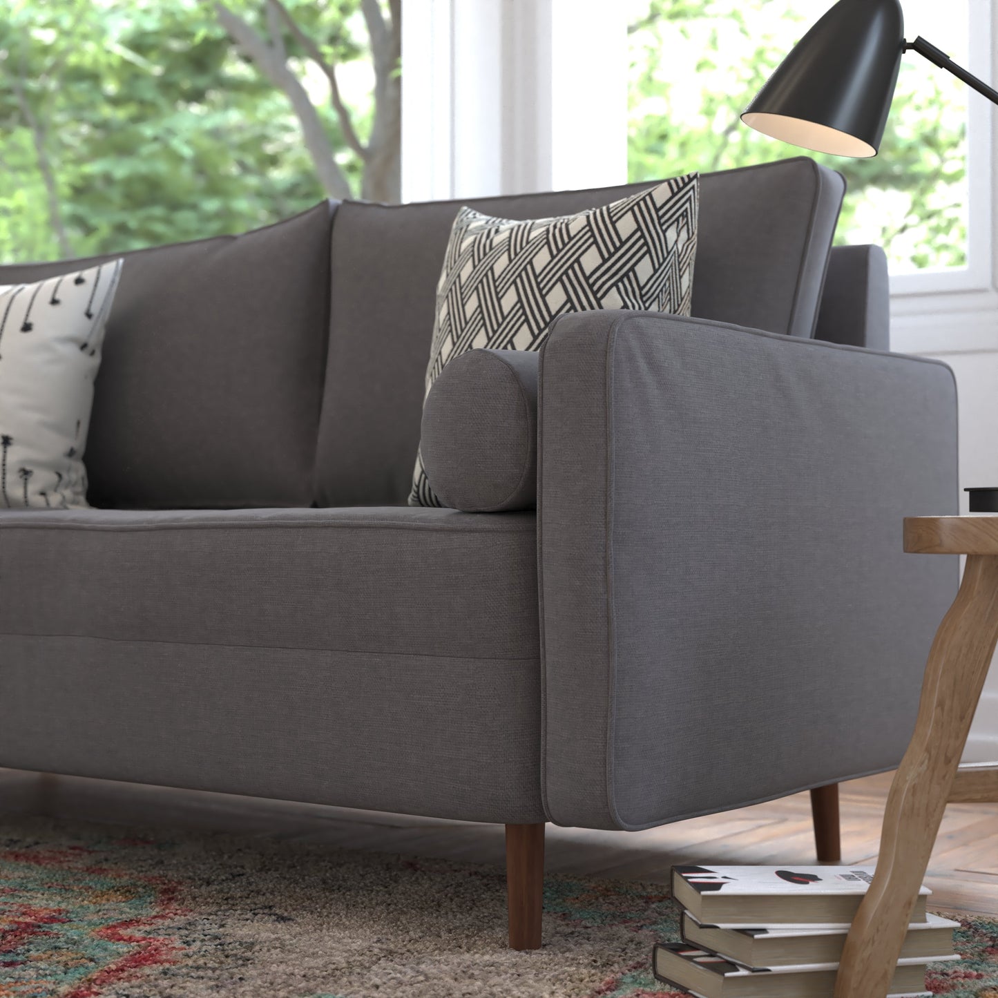 Dark Gray Upholstered Sofa IS-PS100-DKGY-GG