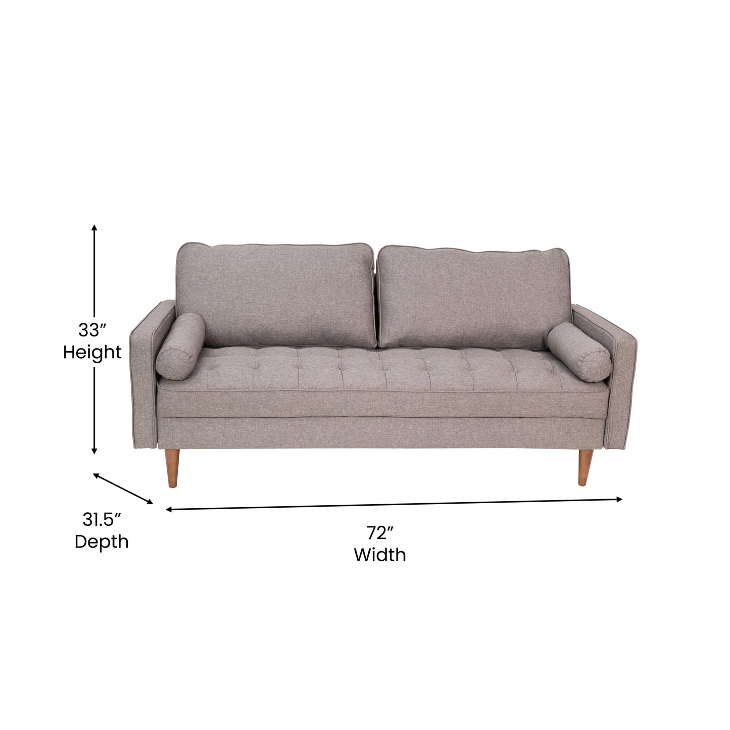 Slate Gray Upholstered Sofa IS-PS100-GY-GG