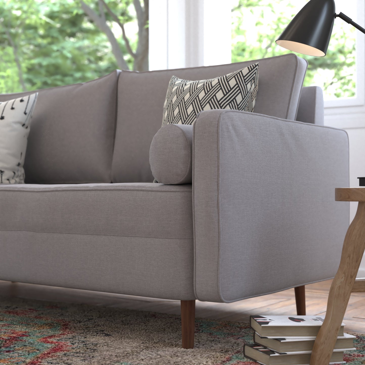 Slate Gray Upholstered Sofa IS-PS100-GY-GG