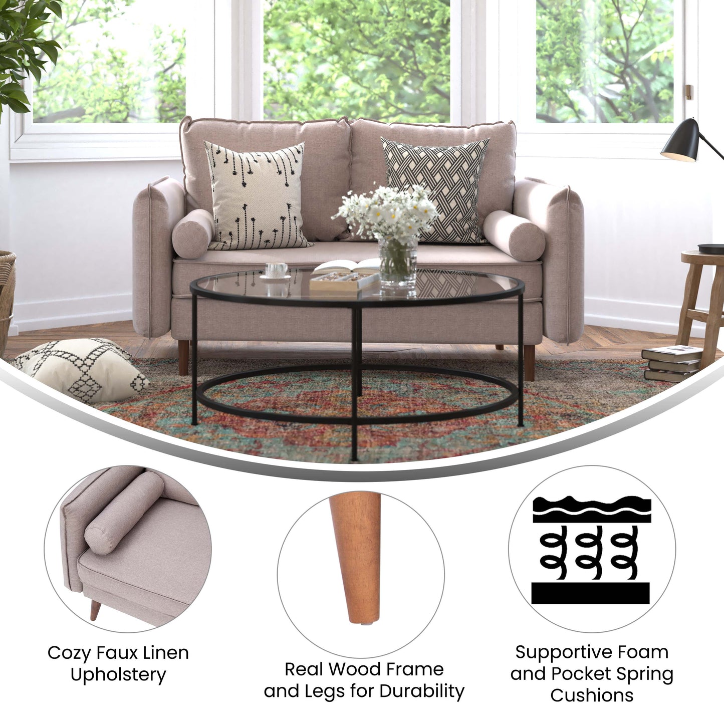 Taupe Upholstered Loveseat IS-VL100-BR-GG