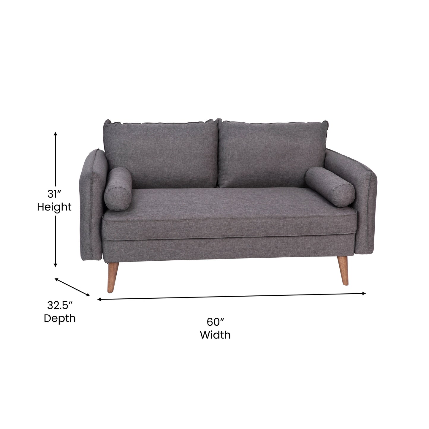 Gray Upholstered Loveseat IS-VL100-GY-GG