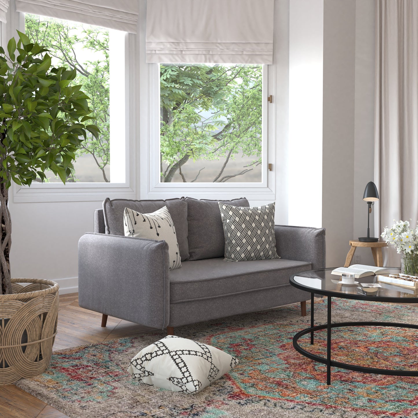 Gray Upholstered Loveseat IS-VL100-GY-GG