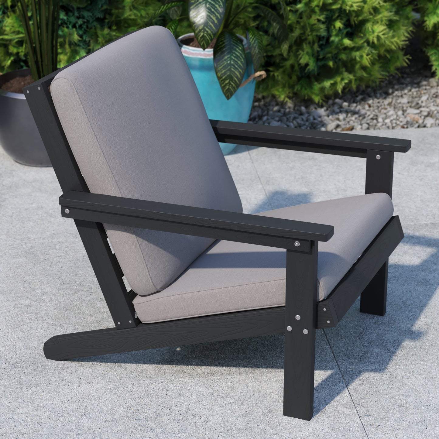 Black Chair-Charcoal Cushions JJ-C14021-BK-GG