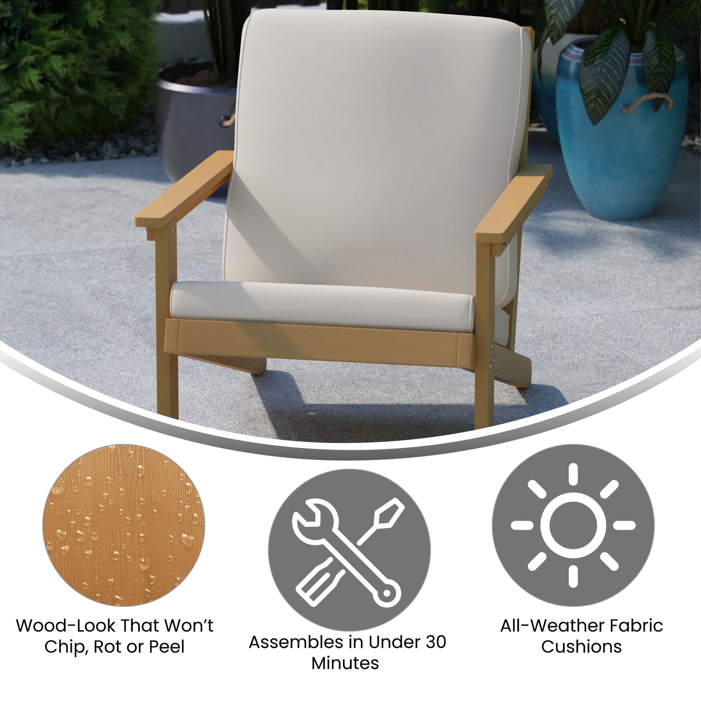 Brown Chair & Cream Cushions JJ-C14021-BR-GG