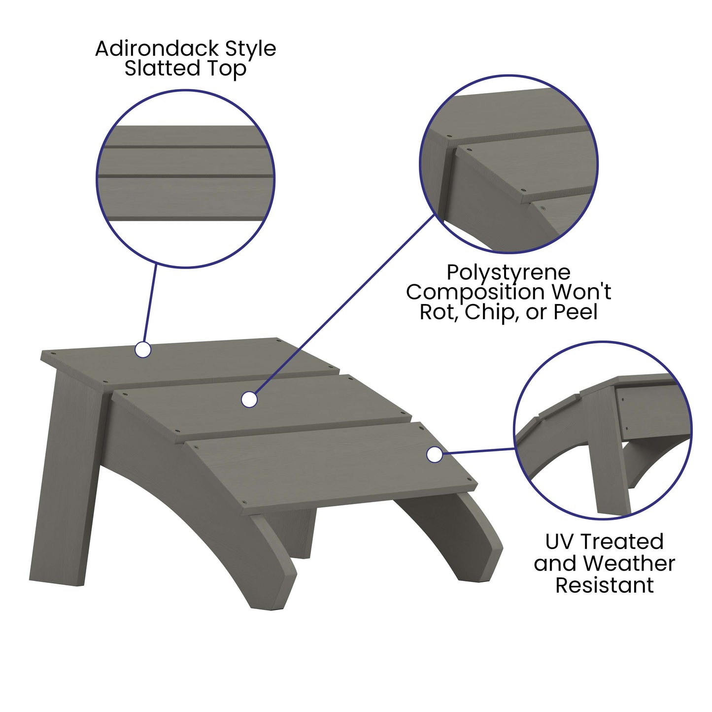 Gray Adirondack Footrest JJ-C14309-GY-GG