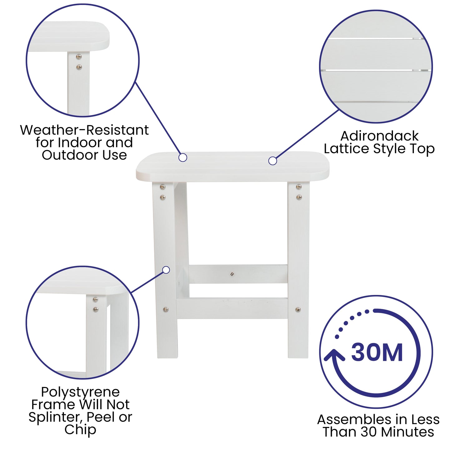 White Table and 2 Chair Set JJ-C14501-2-T14001-WH-GG