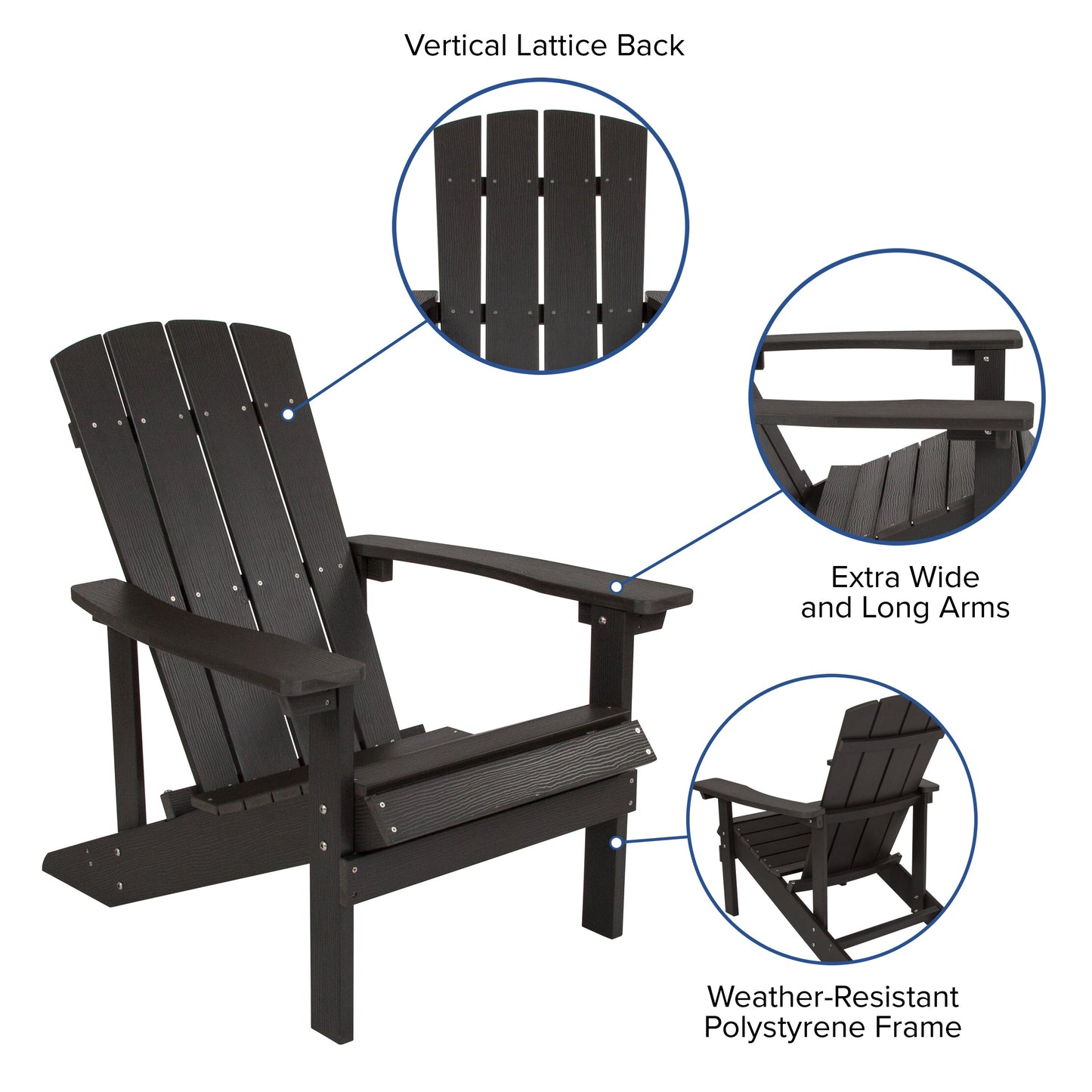 Slate Poly Adirondack Chair JJ-C14501-SLT-GG