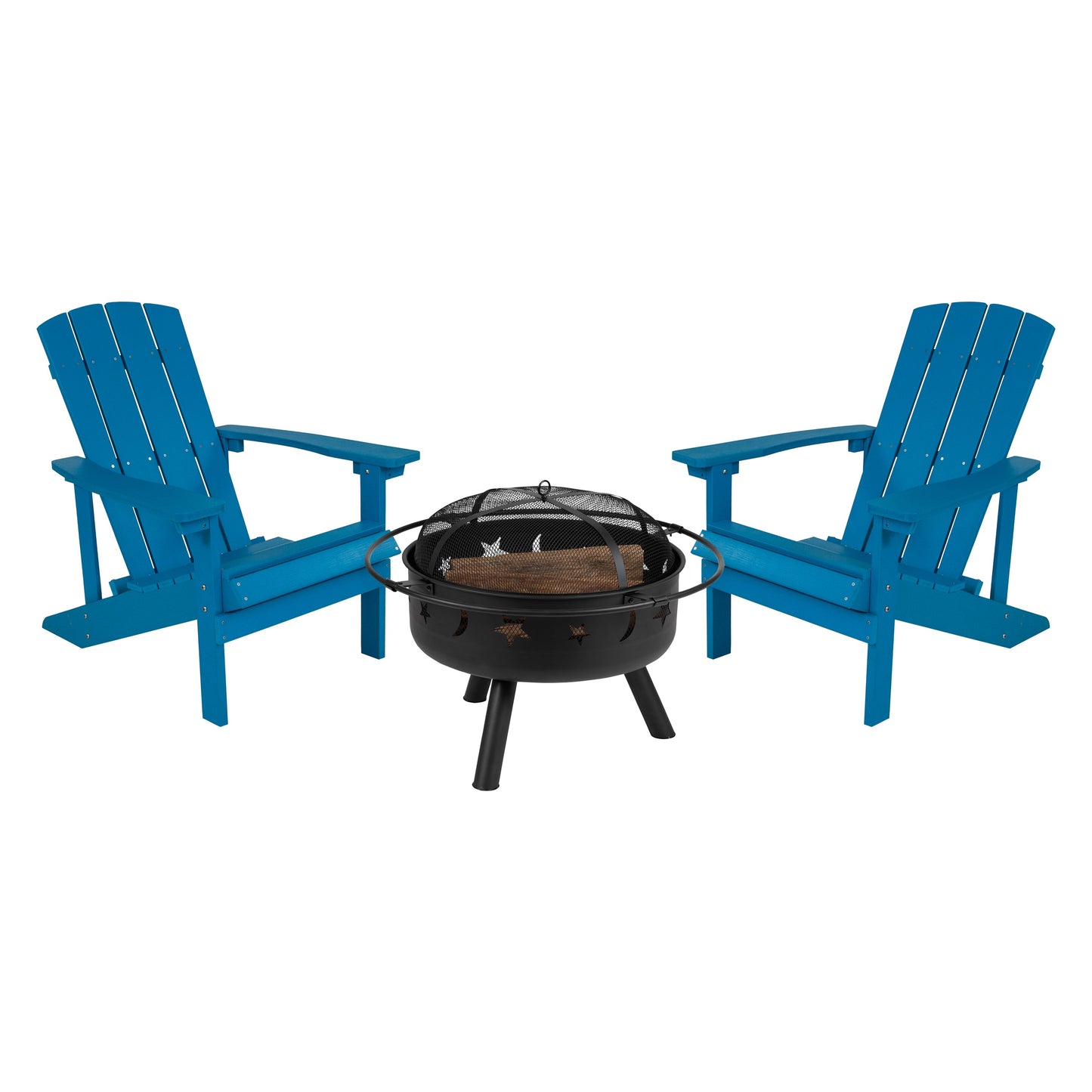 Adirondack Chairs & Fire Pit JJ-C145012-32D-BLU-GG