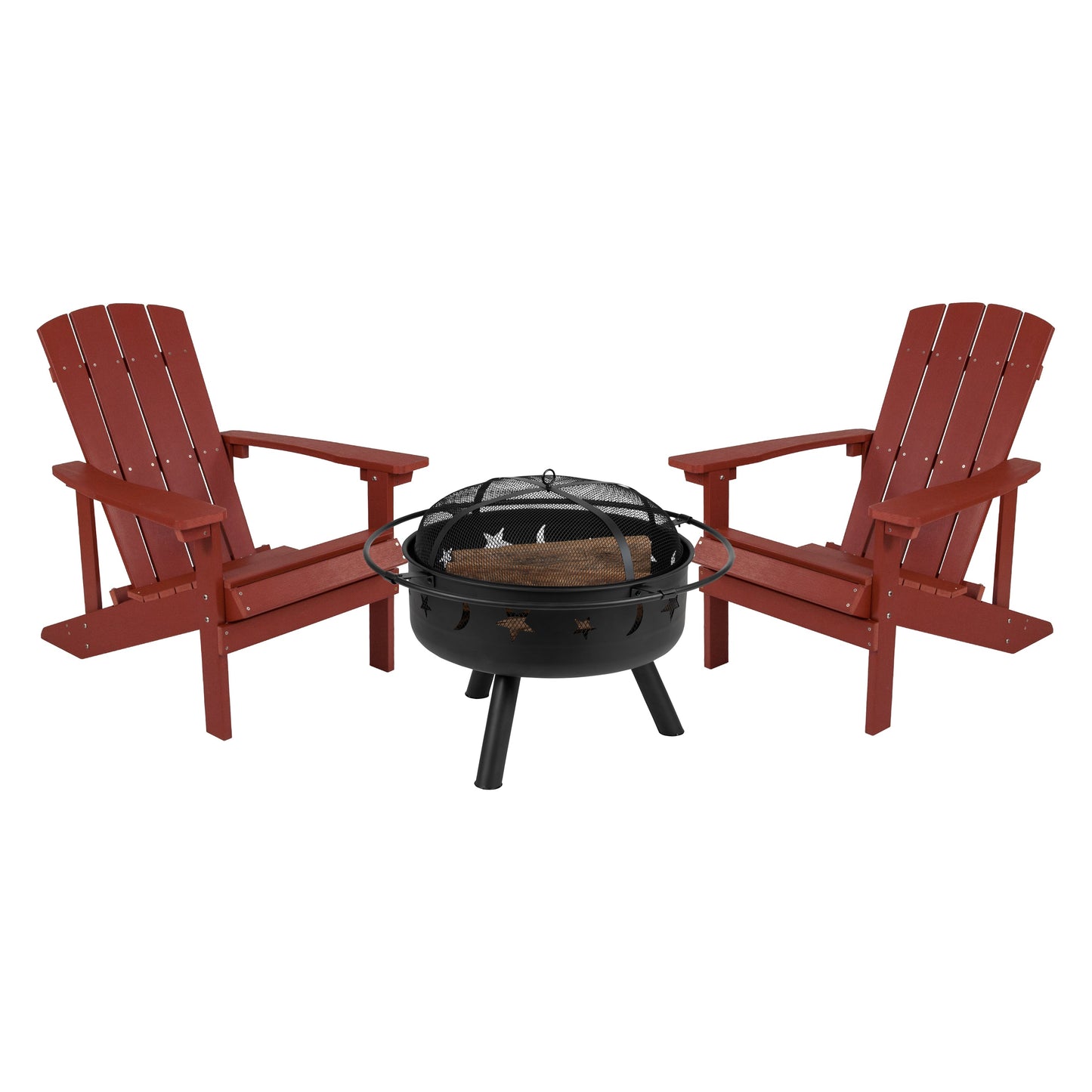 Adirondack Chairs & Fire Pit JJ-C145012-32D-RED-GG