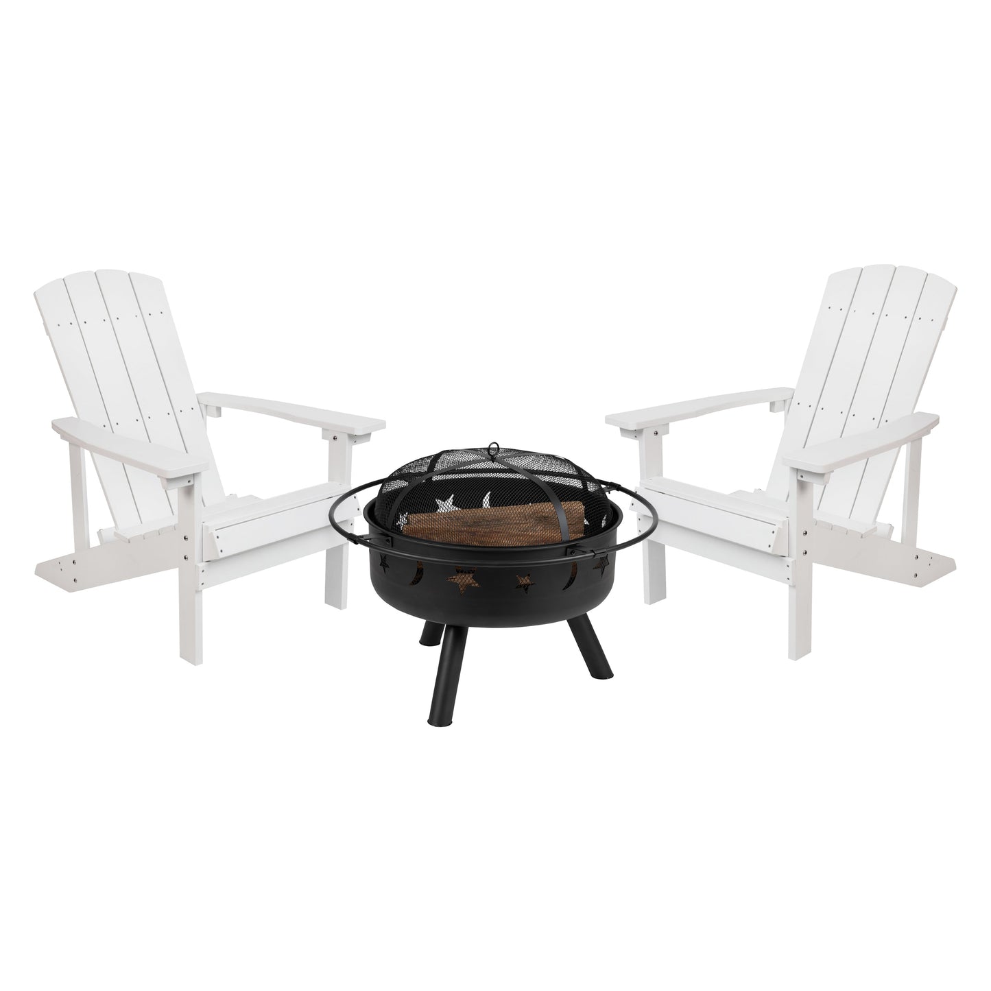 Adirondack Chairs & Fire Pit JJ-C145012-32D-WH-GG