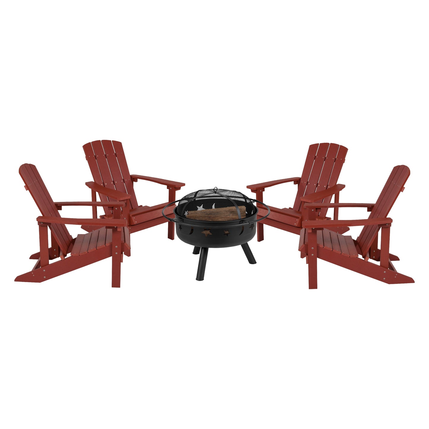 Adirondack Chair & Fire Pit JJ-C145014-32D-RED-GG