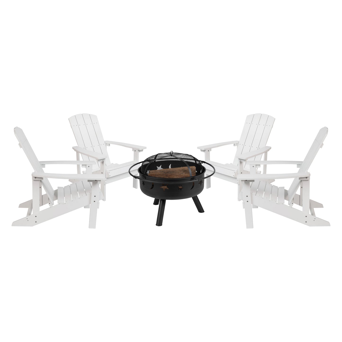 Adirondack Chair & Fire Pit JJ-C145014-32D-WH-GG