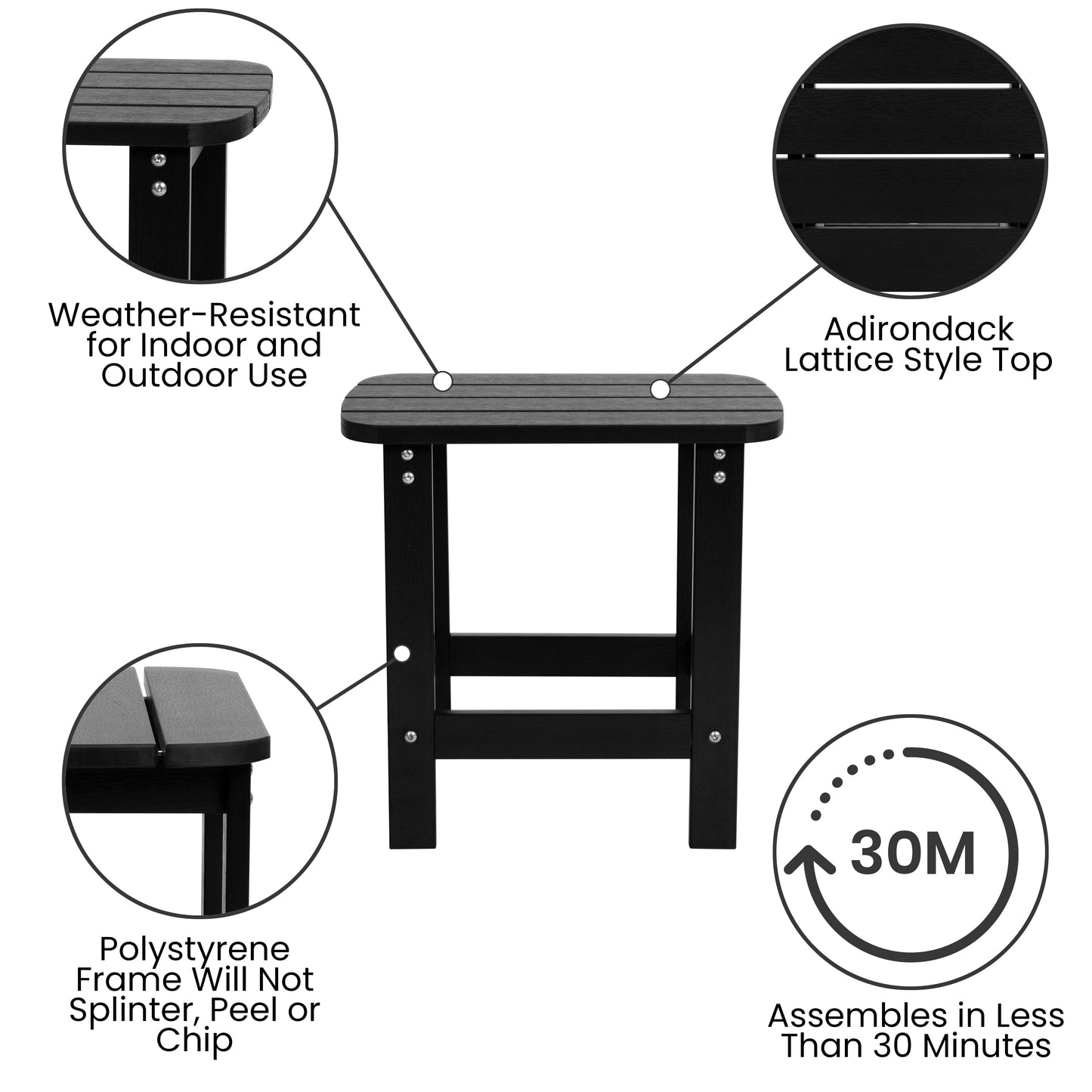 Black Table and 2 Chair Set JJ-C14505-2-T14001-BLK-GG