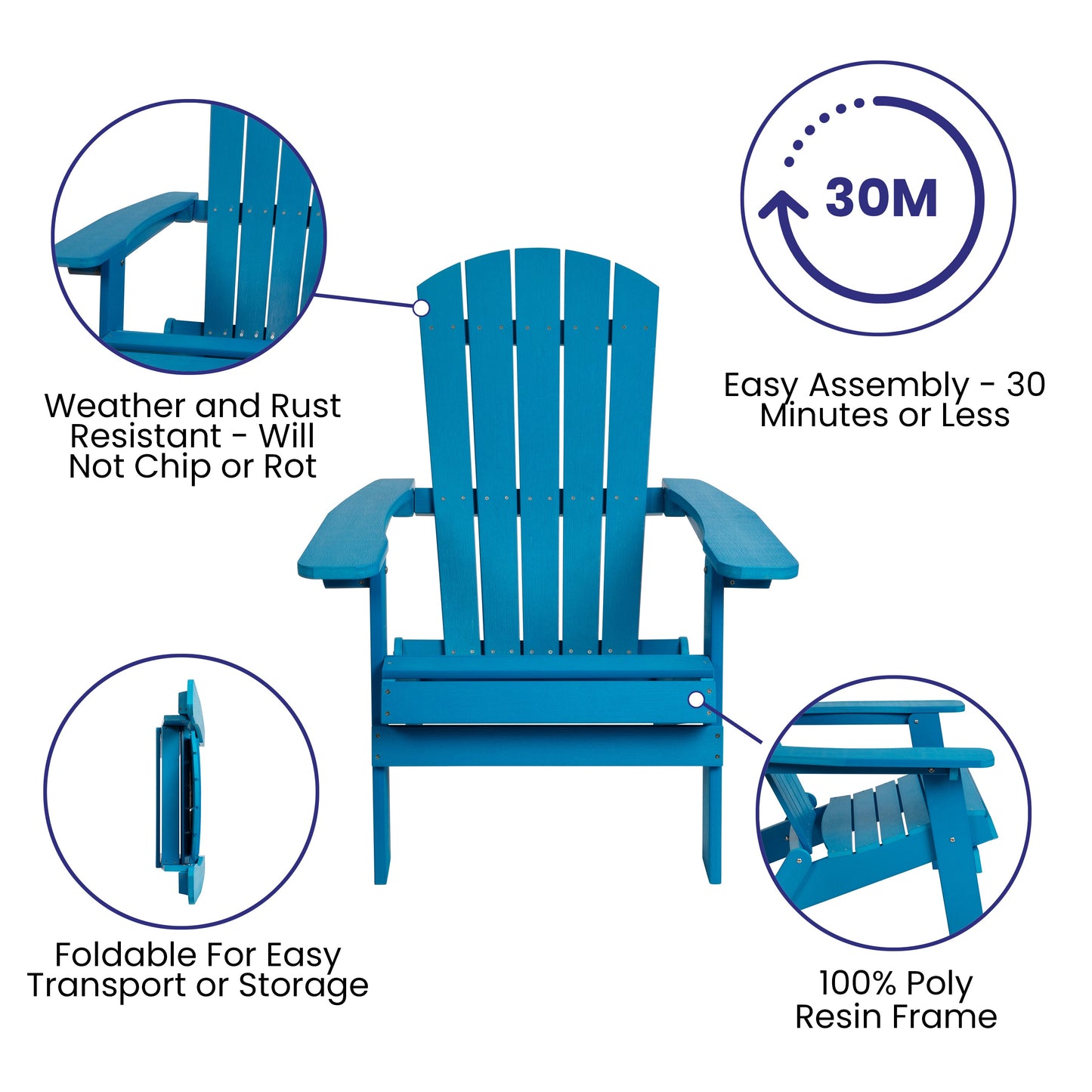 Blue Table and 2 Chair Set JJ-C14505-2-T14001-BLU-GG