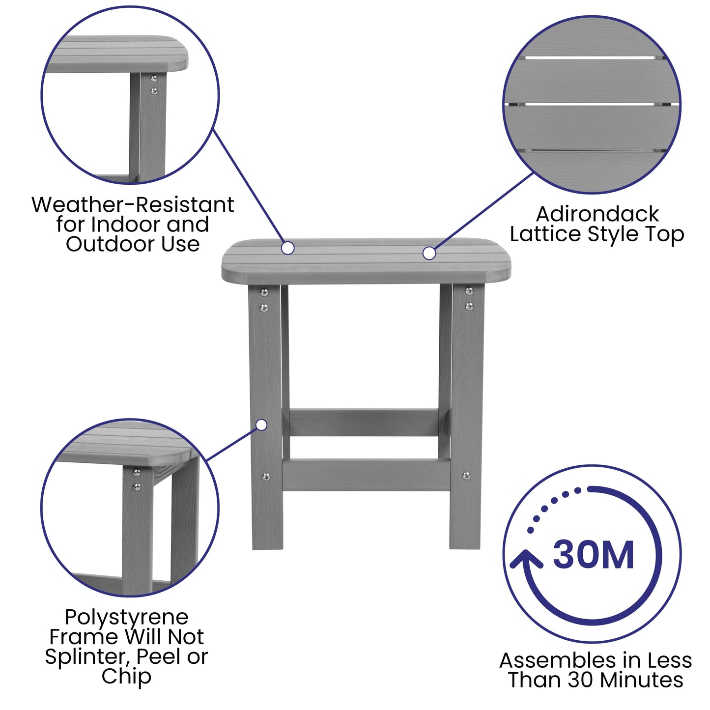 Gray Table and 2 Chair Set JJ-C14505-2-T14001-GY-GG