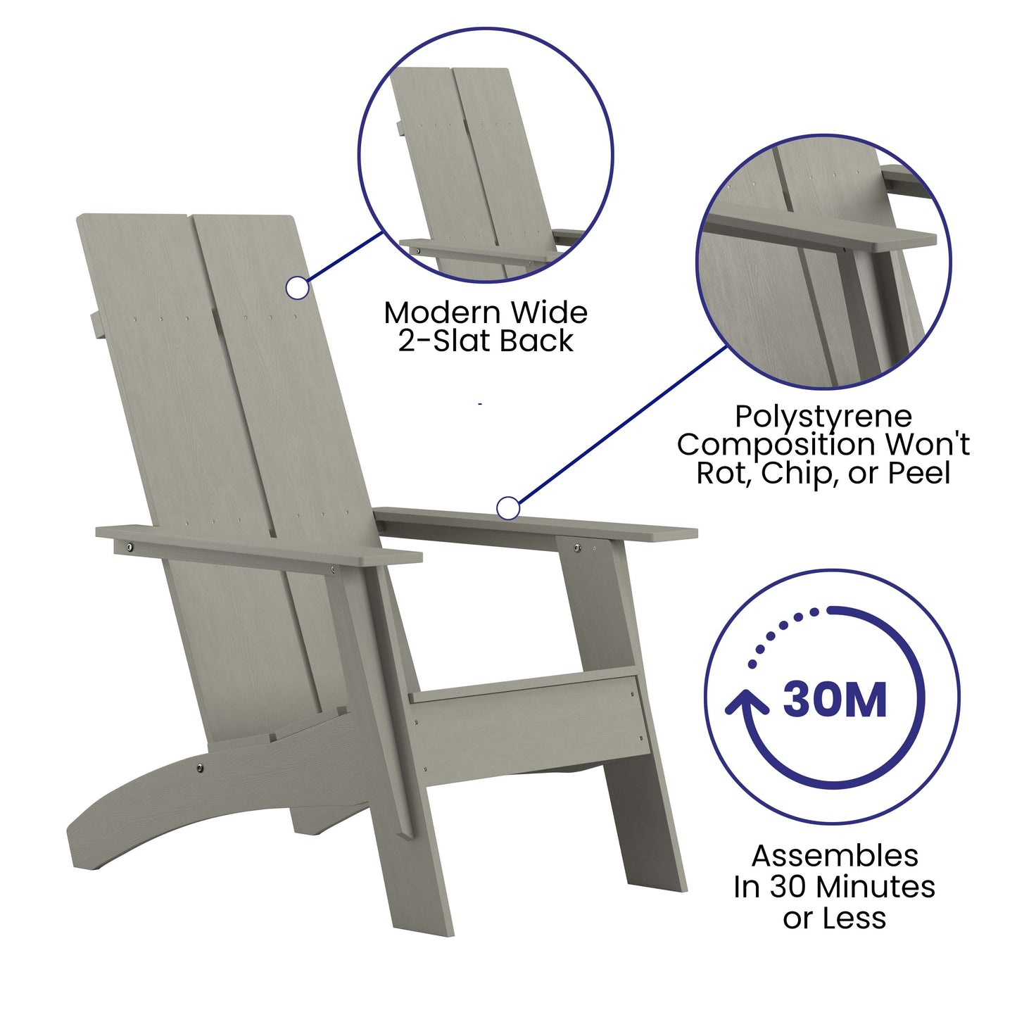 Gray Modern Adirondack Chair JJ-C14509-GY-GG