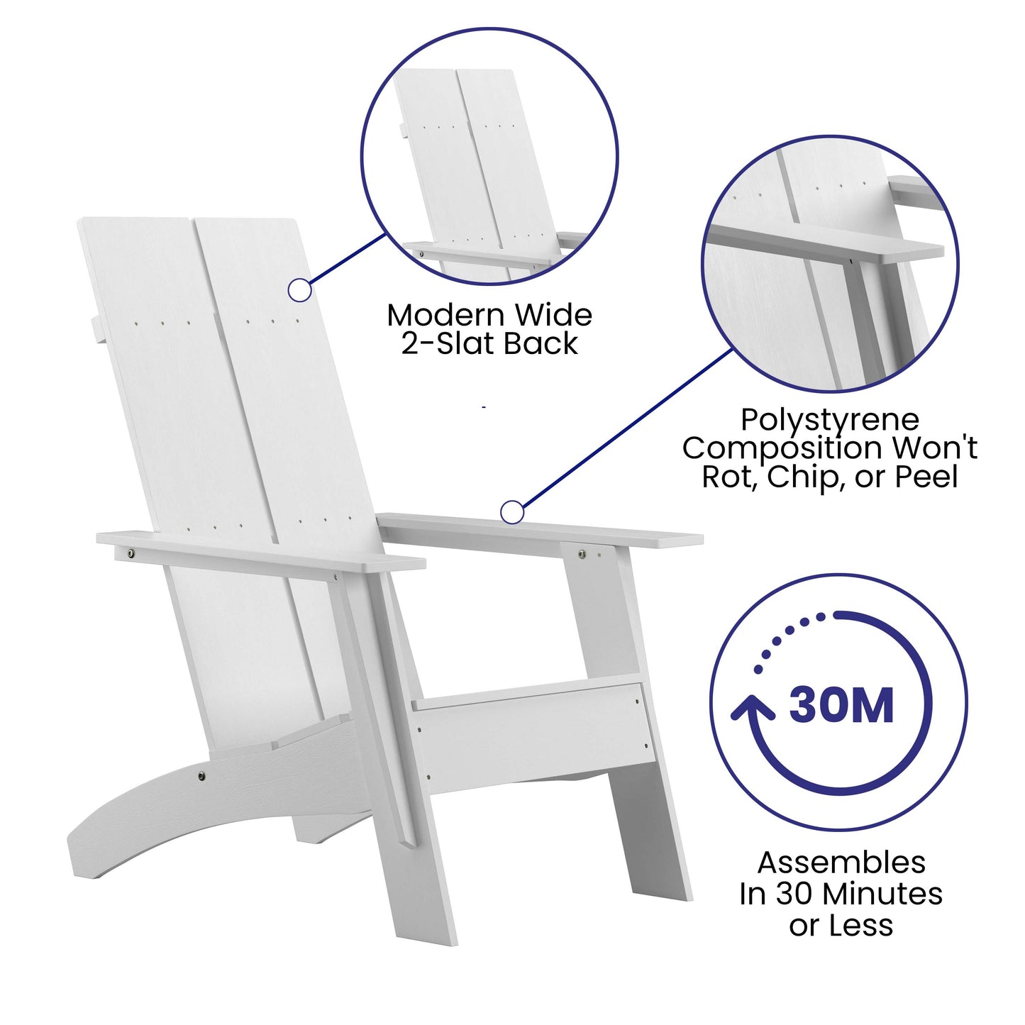 White Modern Adirondack Chair JJ-C14509-WH-GG