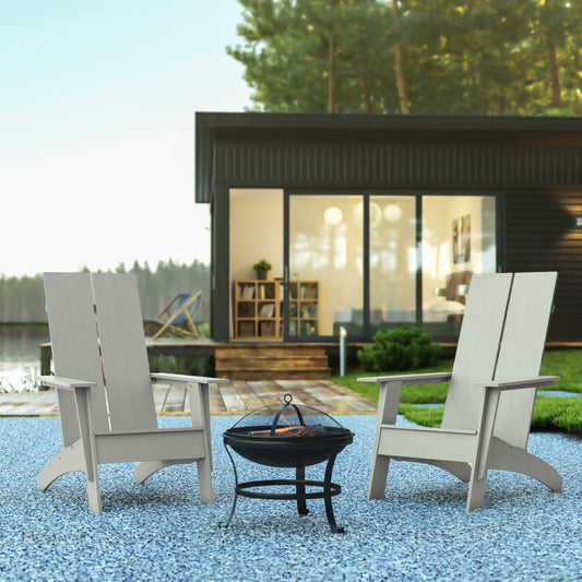 2PK Gray Chairs & Fire Pit JJ-C145092-202-GY-GG