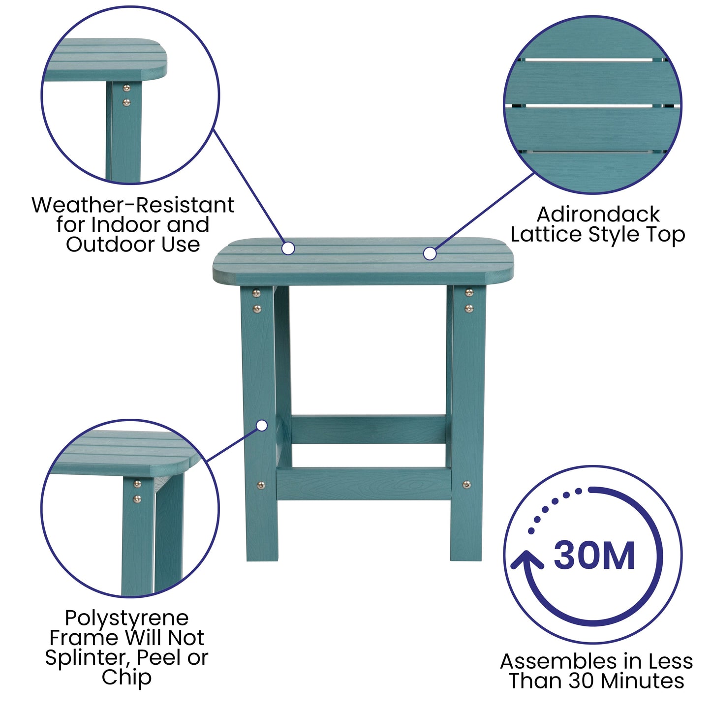 Teal Table and 2 Chair Set JJ-C14703-2-T14001-TL-GG