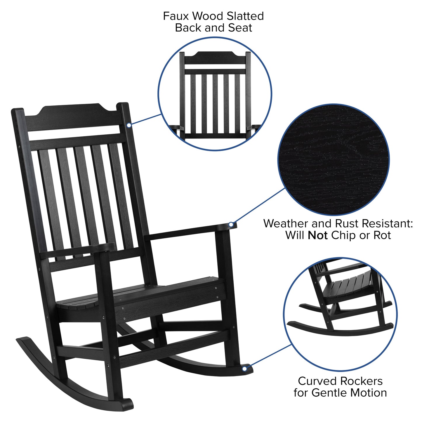 Black Wood Rocking Chair JJ-C14703-BK-GG