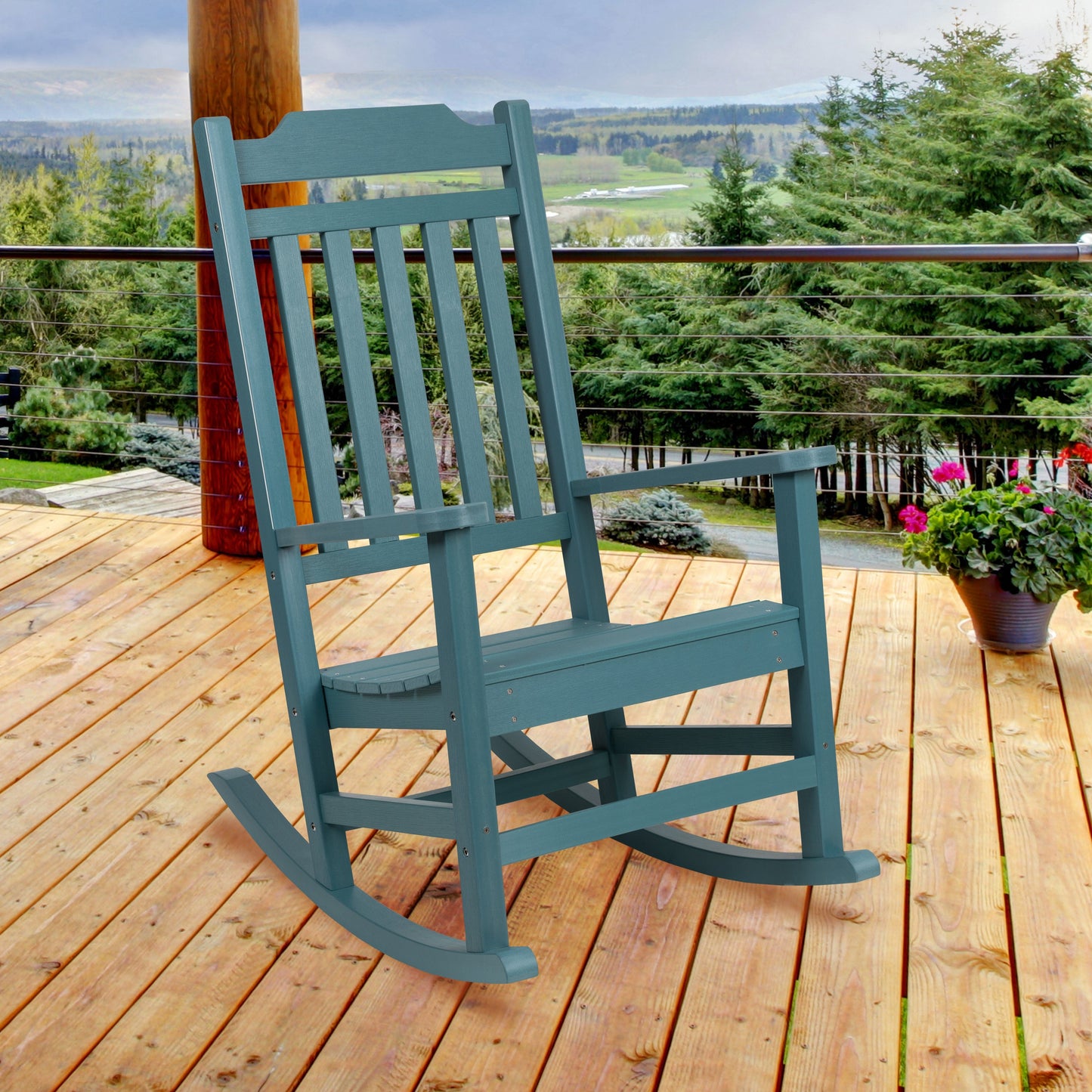 Teal Wood Rocking Chair JJ-C14703-TL-GG