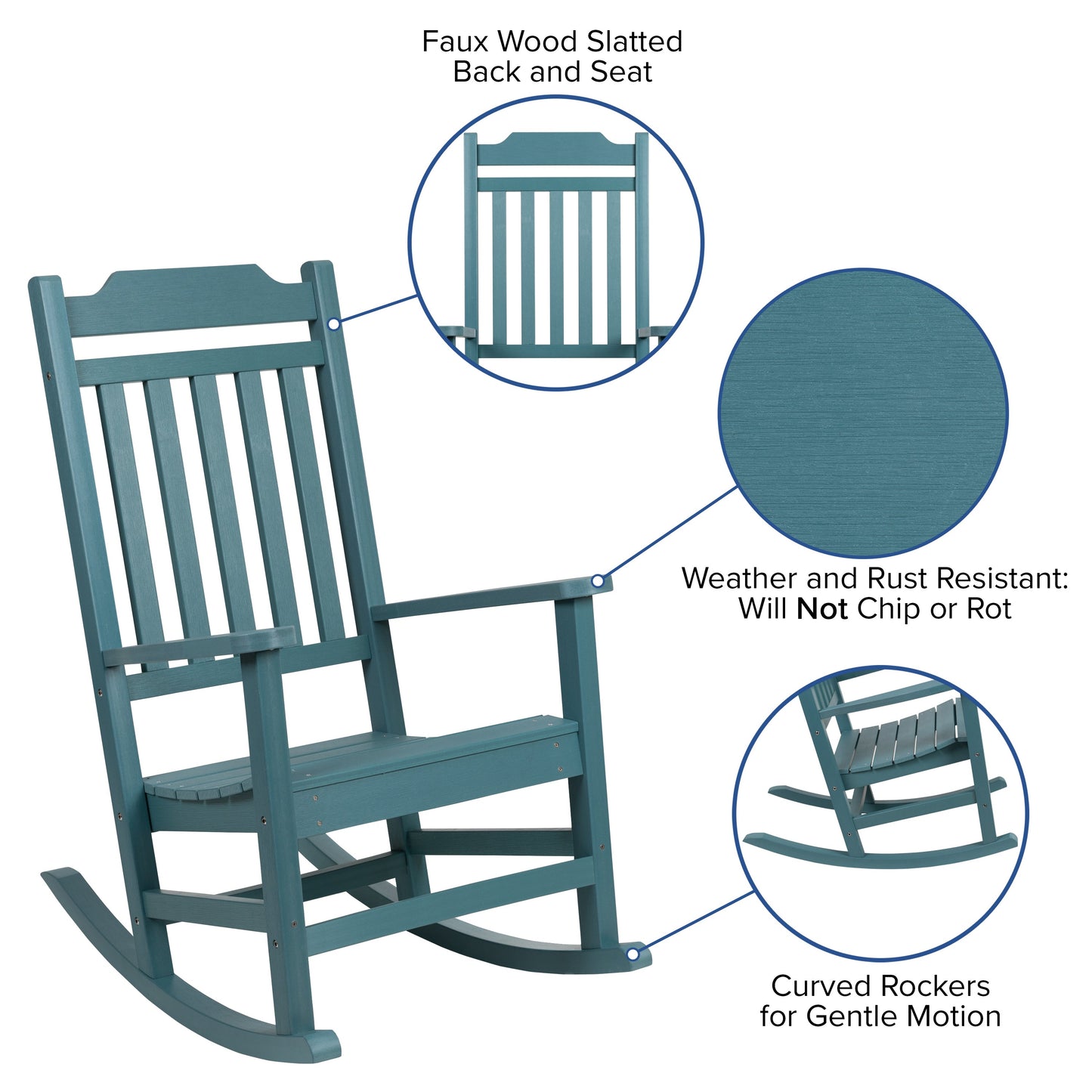 Teal Wood Rocking Chair JJ-C14703-TL-GG