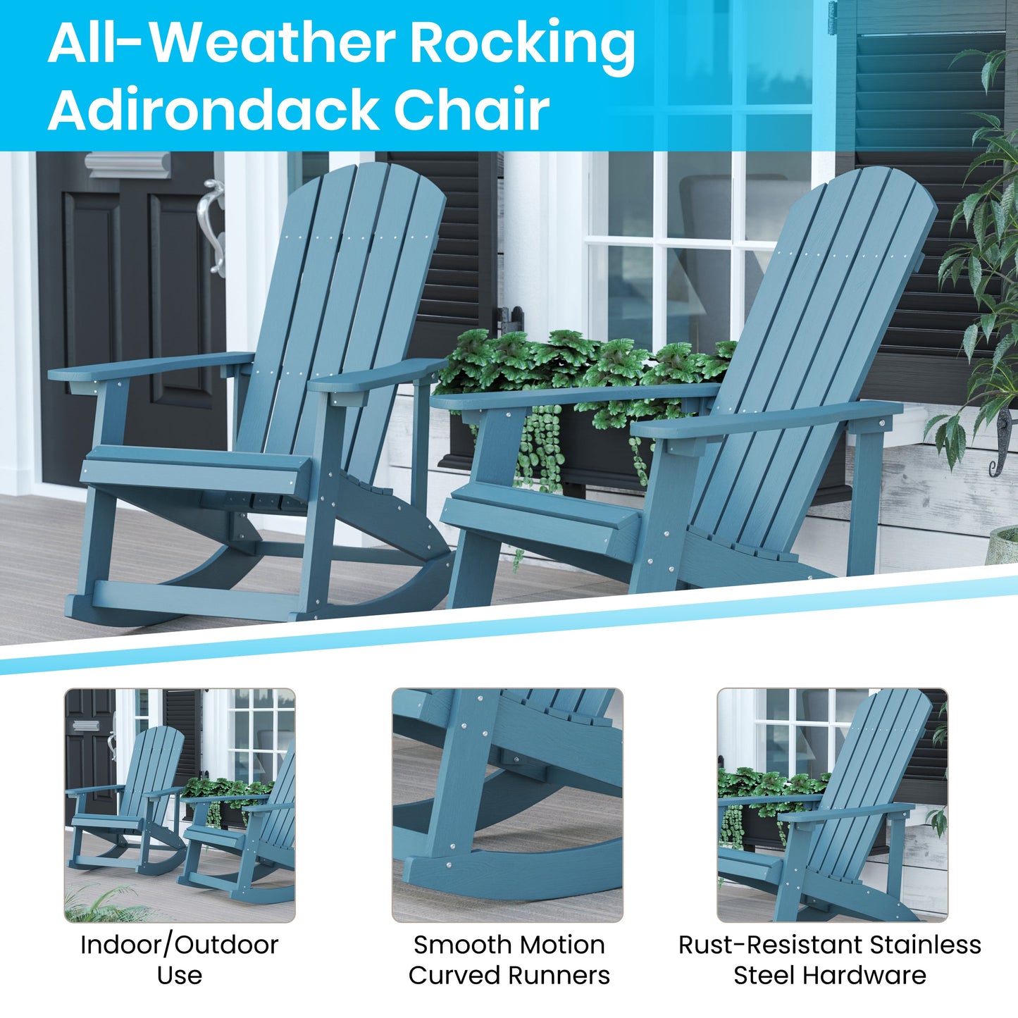 2PK Sea Foam Rockers & 1 Table JJ-C14705-2-T14001-SFM-GG