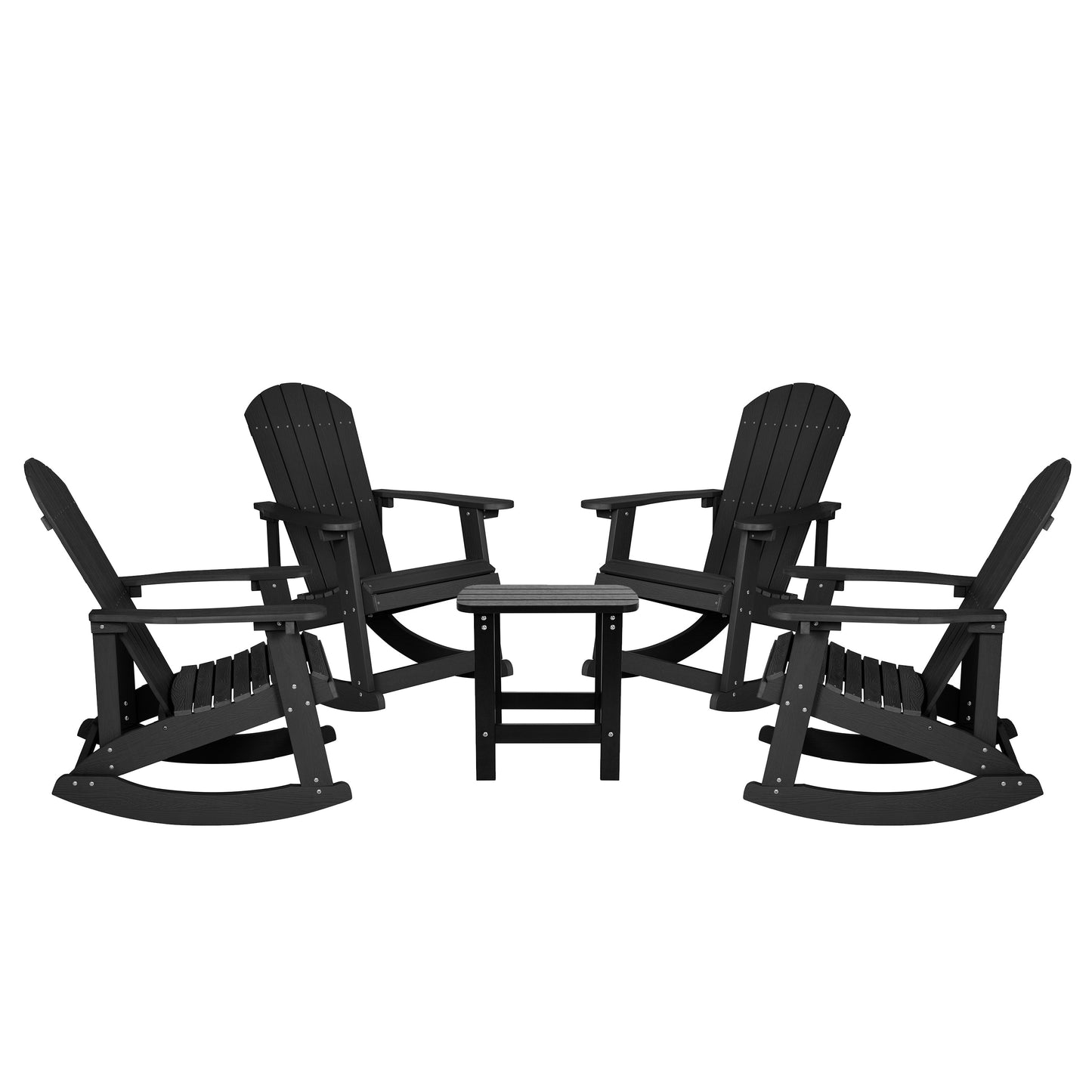 4PK Black Rockers & 1 Table JJ-C14705-4-T14001-BK-GG