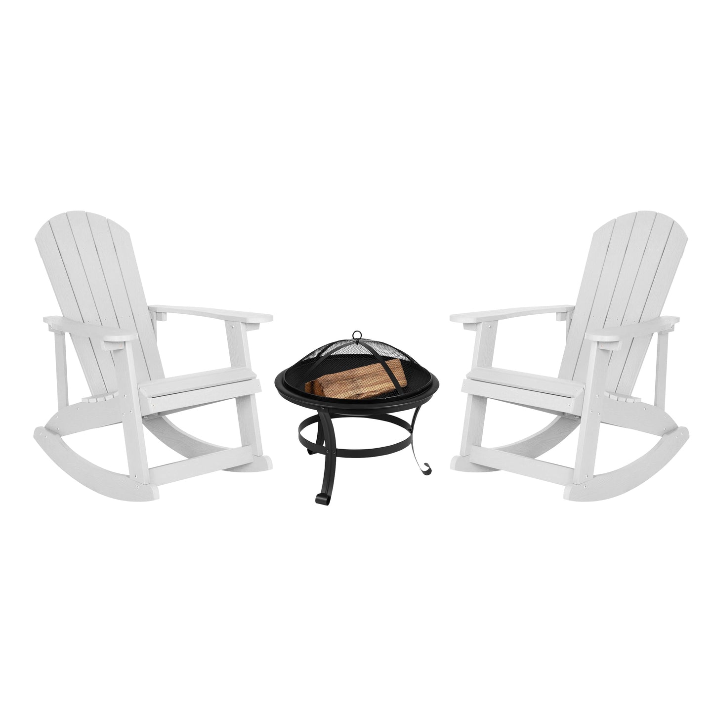 2PK White Rockers-Fire Pit JJ-C147052-202-WH-GG