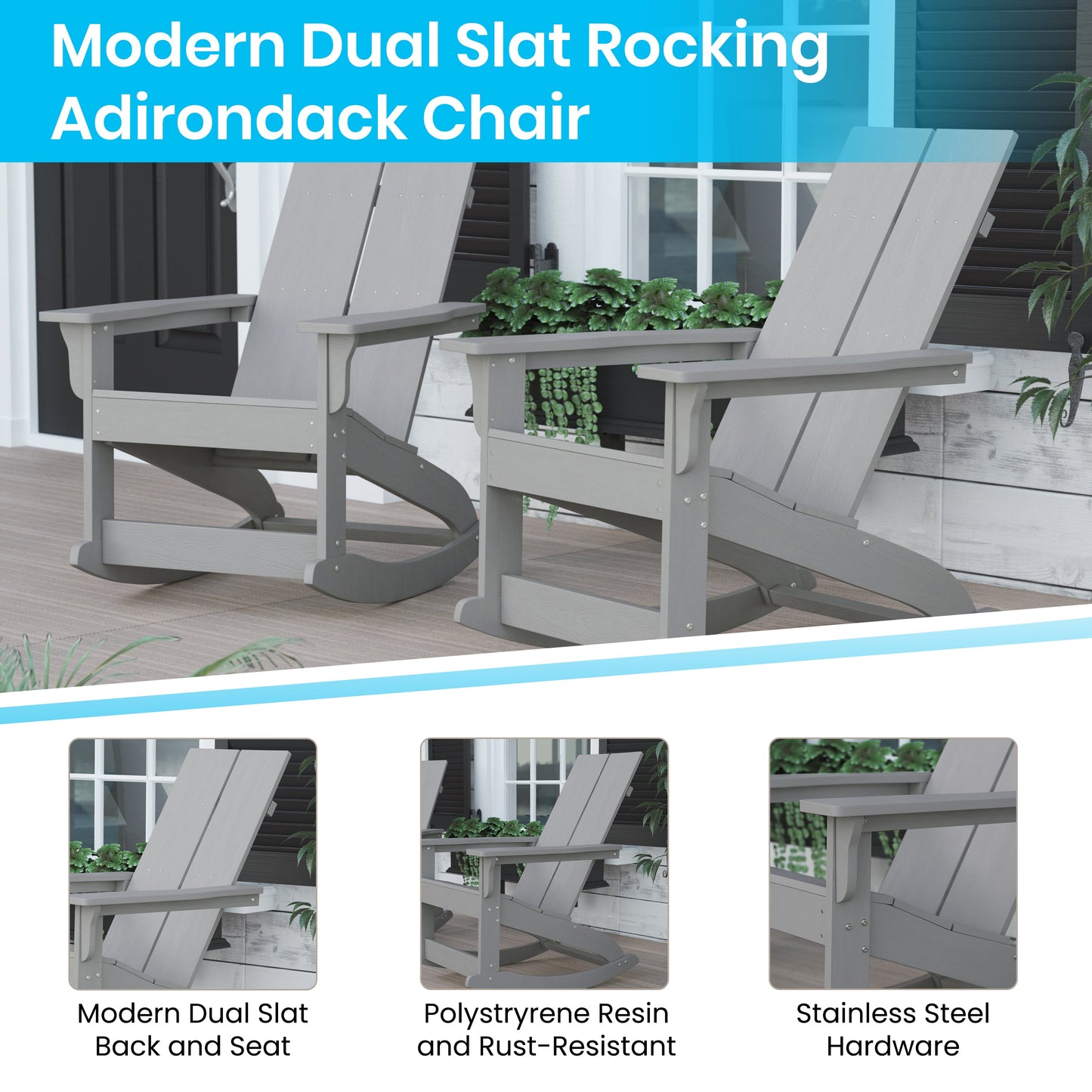 2PK Gray Rockers & Side Table JJ-C14709-2-T14001-GY-GG