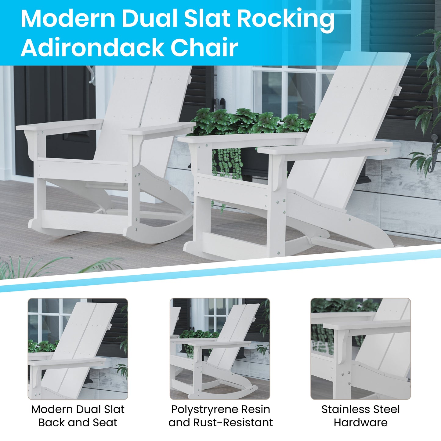 2PK White Rockers & Side Table JJ-C14709-2-T14001-WH-GG