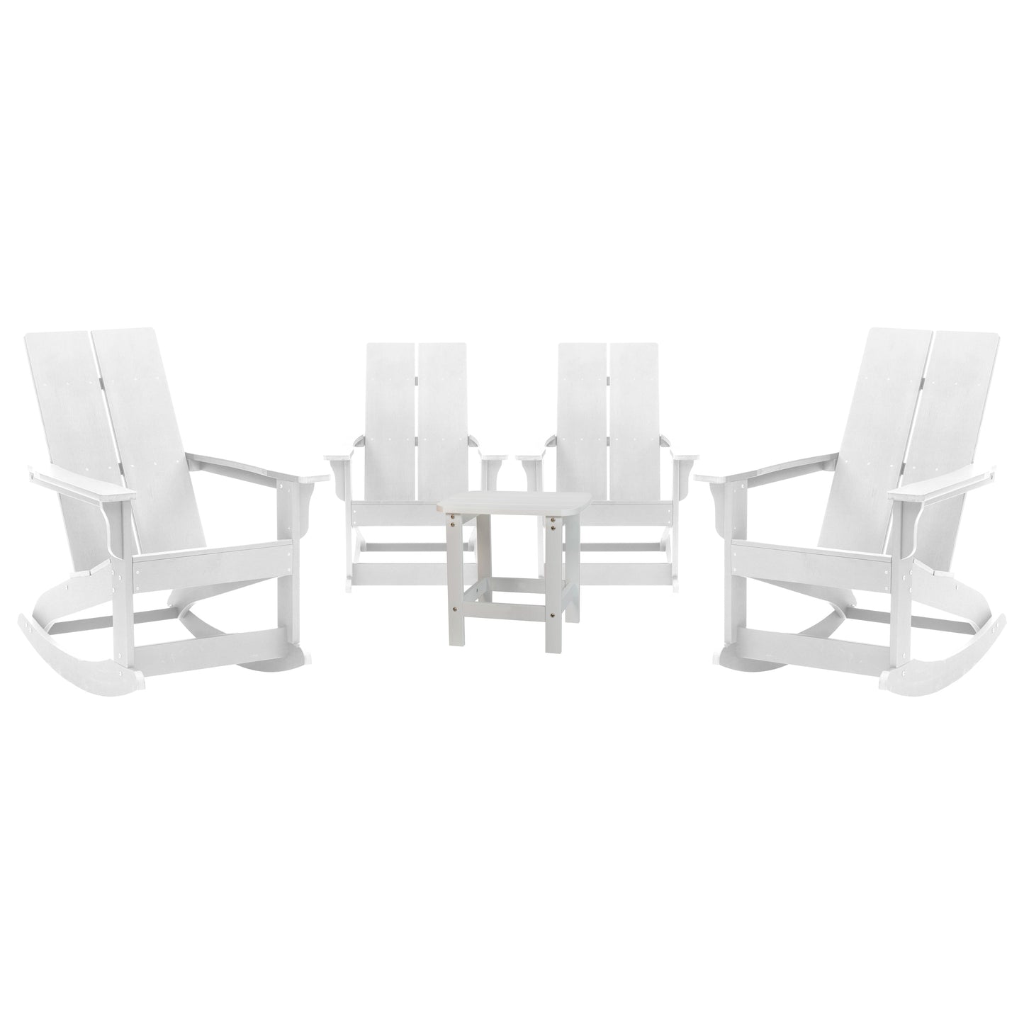 4PK White Rockers & Side Table JJ-C14709-4-T14001-WH-GG