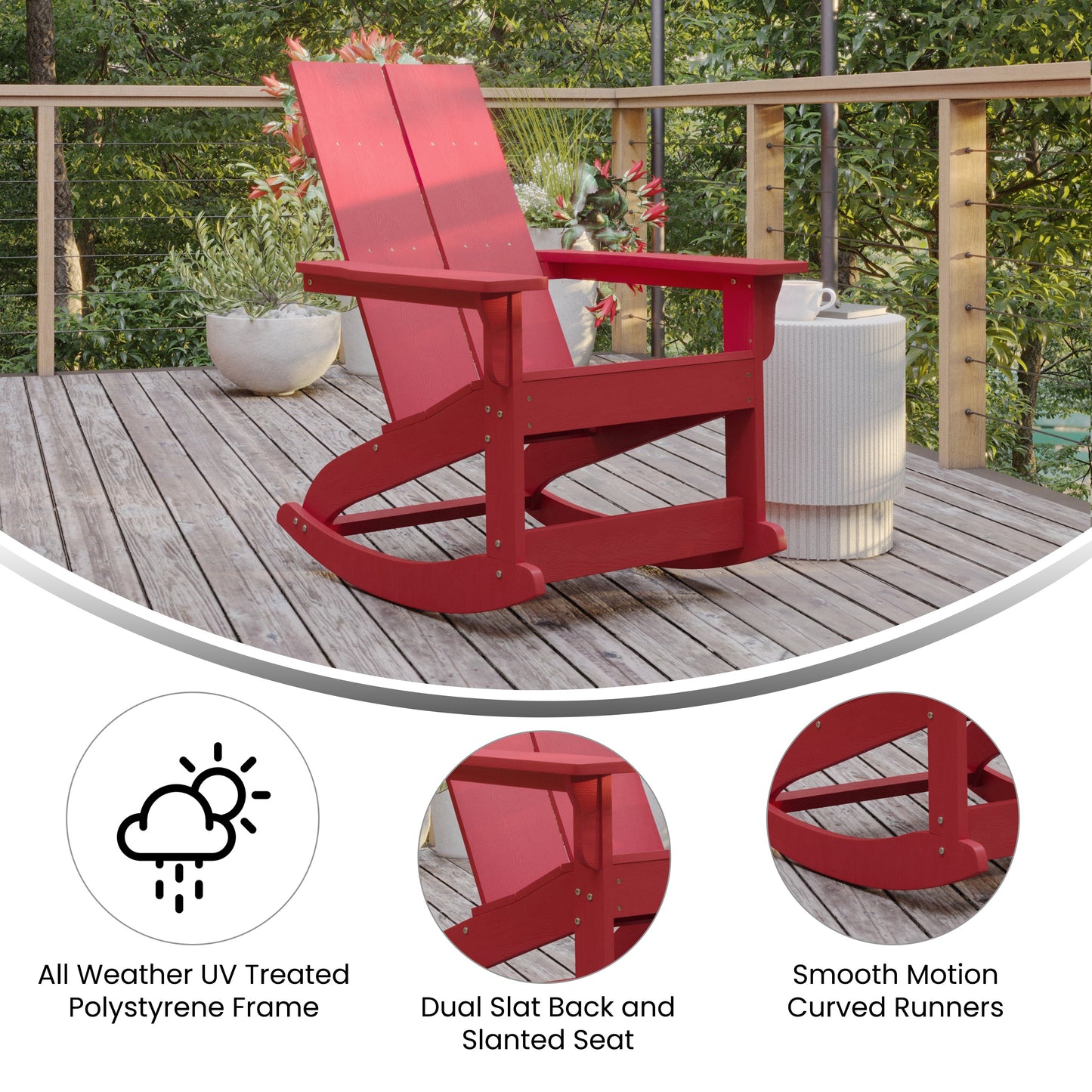 Red Resin Rocking Chair JJ-C14709-RED-GG